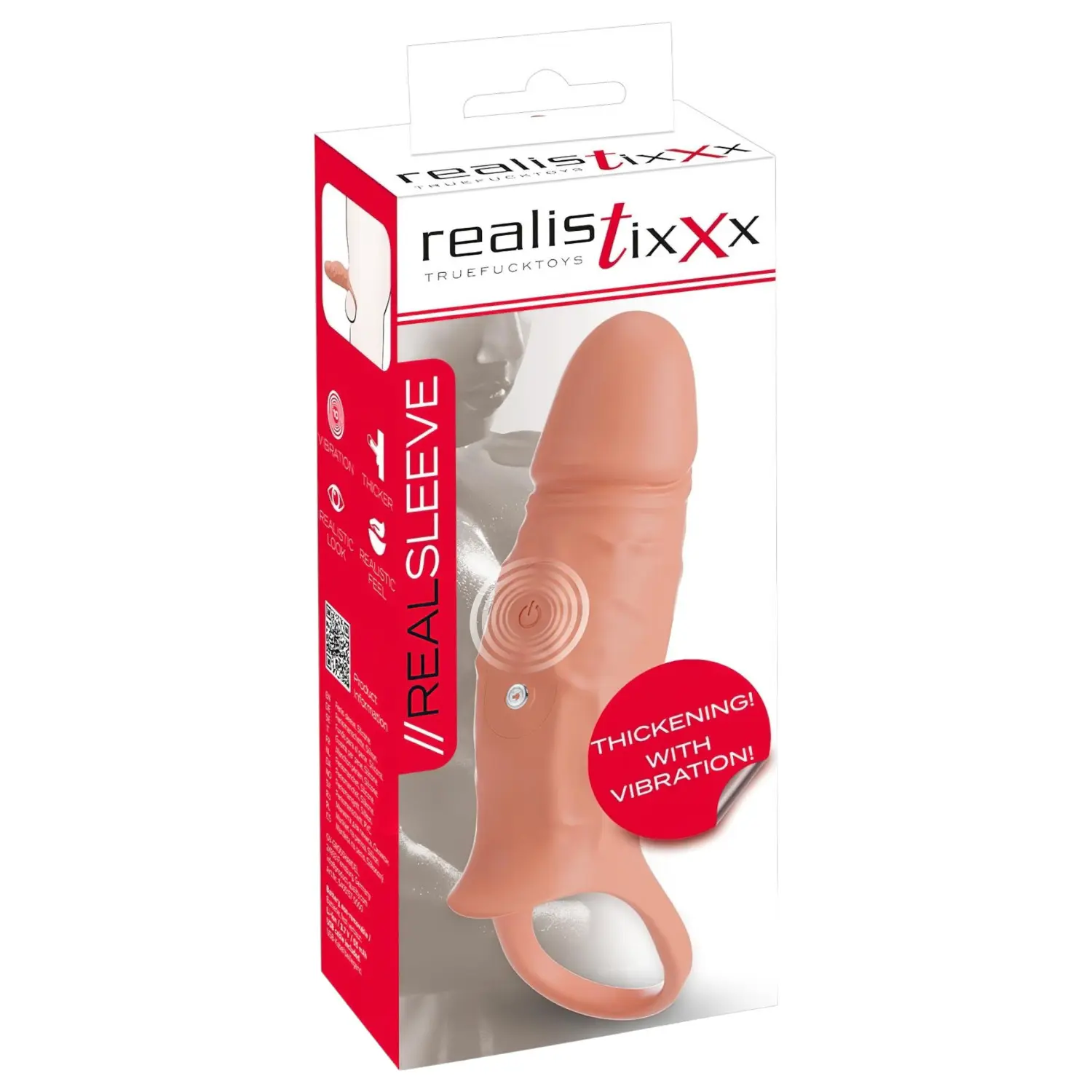 Realistixxx - vibrační návlek na penis s kroužkem - realistický vzhled