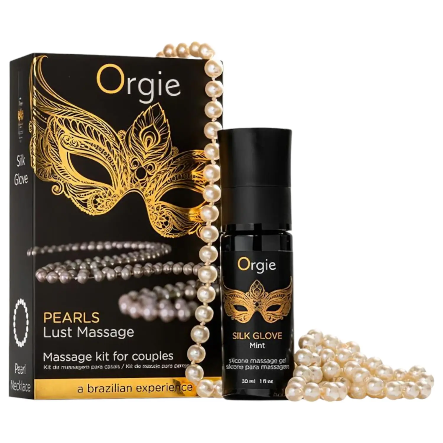 Orgie Pearls Lust - perlový náhrdelník a masážní gel 30 ml