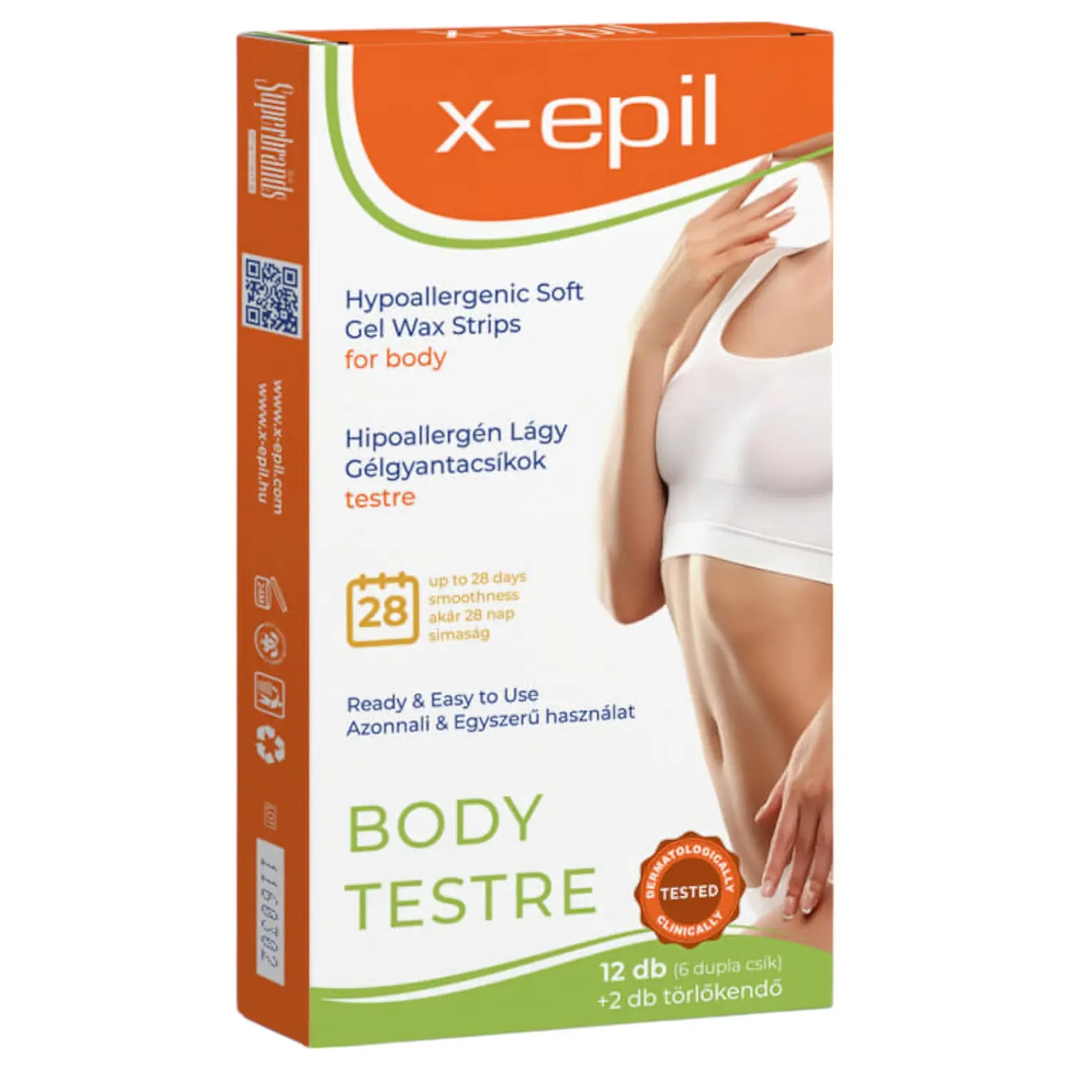 X-Epil - depilační pásky na tělo - hypoalergenní gel - 12 kusů