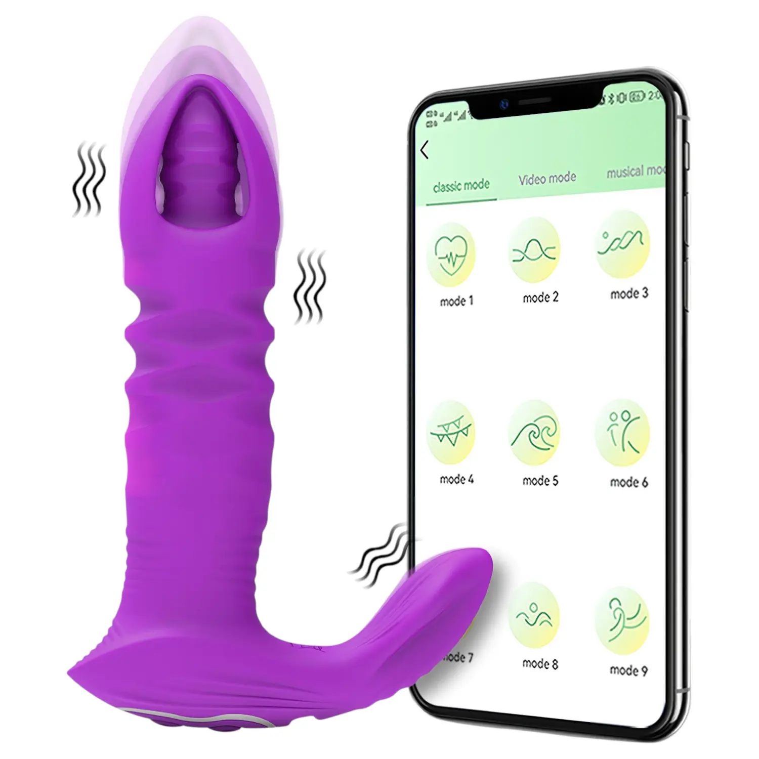 AlvUp - Appem řízený tlačný anální vibrátor (fialový)