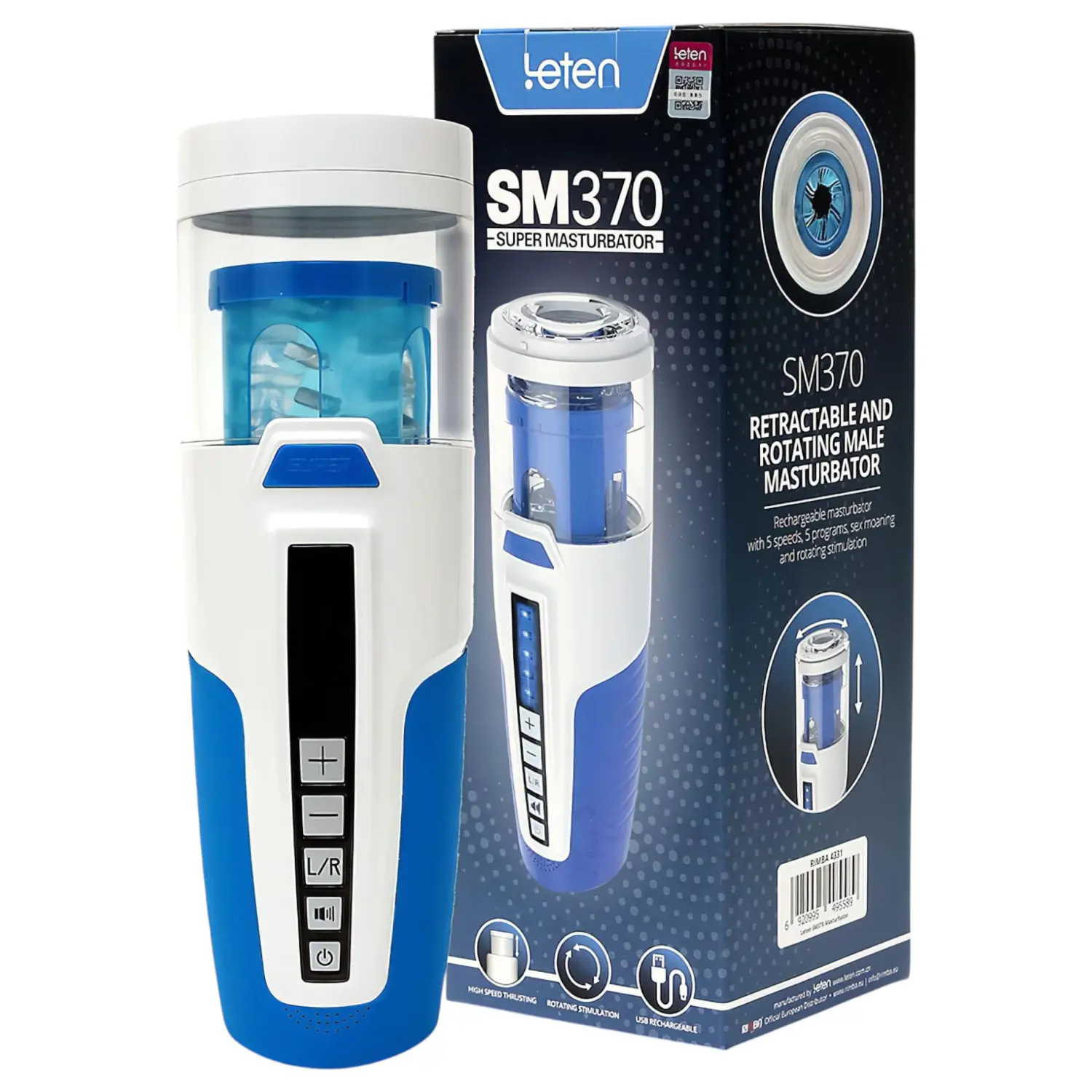 Leten SM370 - sténající, rotační masturbátor (bílý)