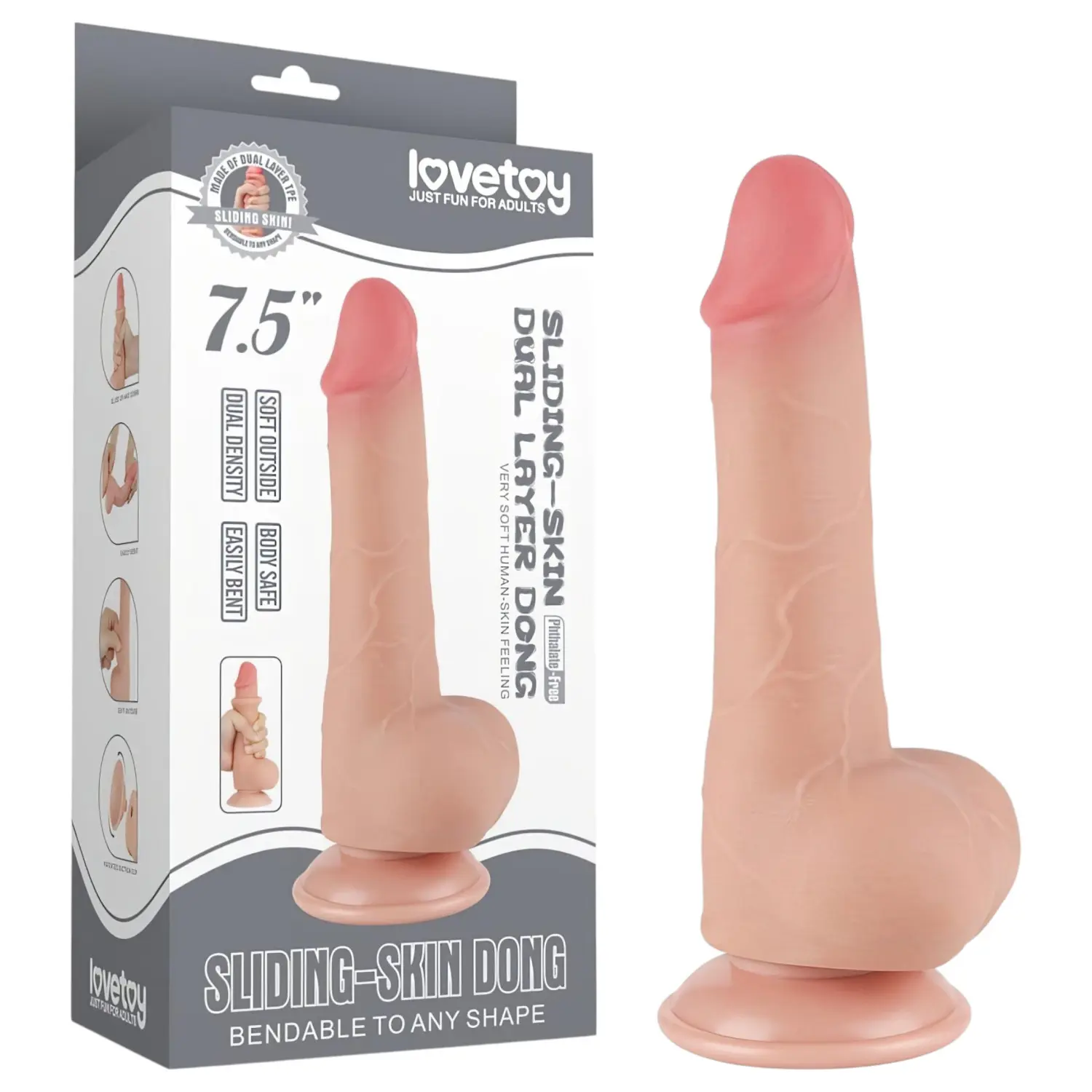 Lovetoy - realistické dildo s varlaty - dvouvrstvé - 20 cm - tělová barva