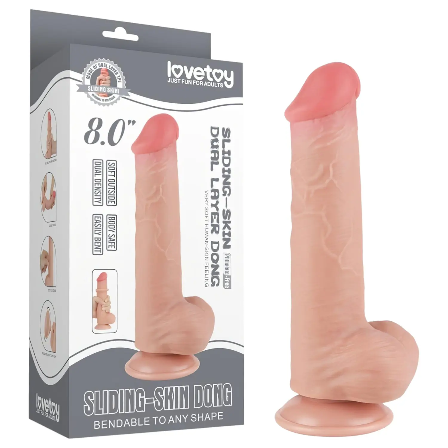 Lovetoy - realistický dvojvrstvý dildo s varlaty - 20,8 cm - tělová