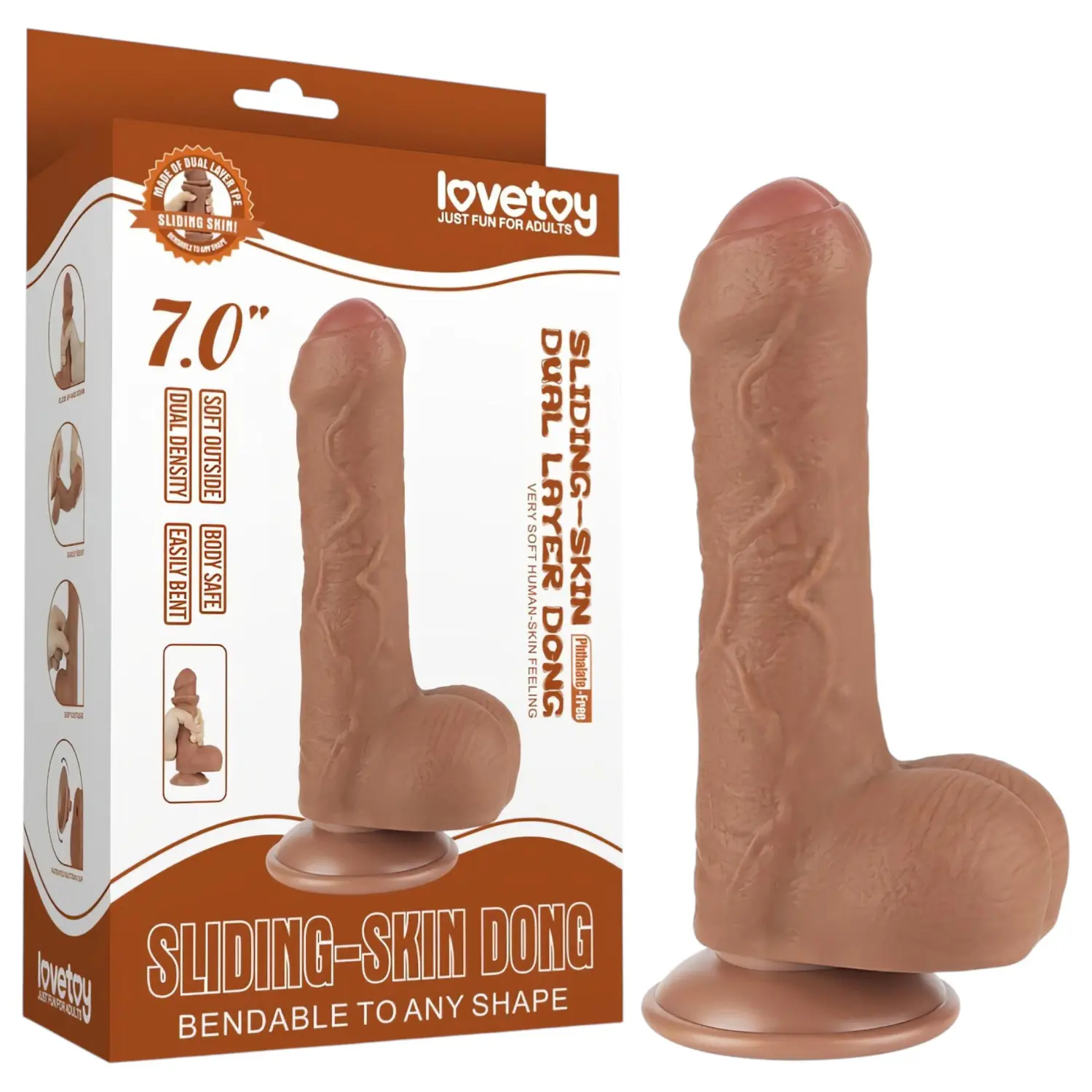 Lovetoy - dildo s varlaty - realistický dvouvrstvý - 18,3 cm - tělový