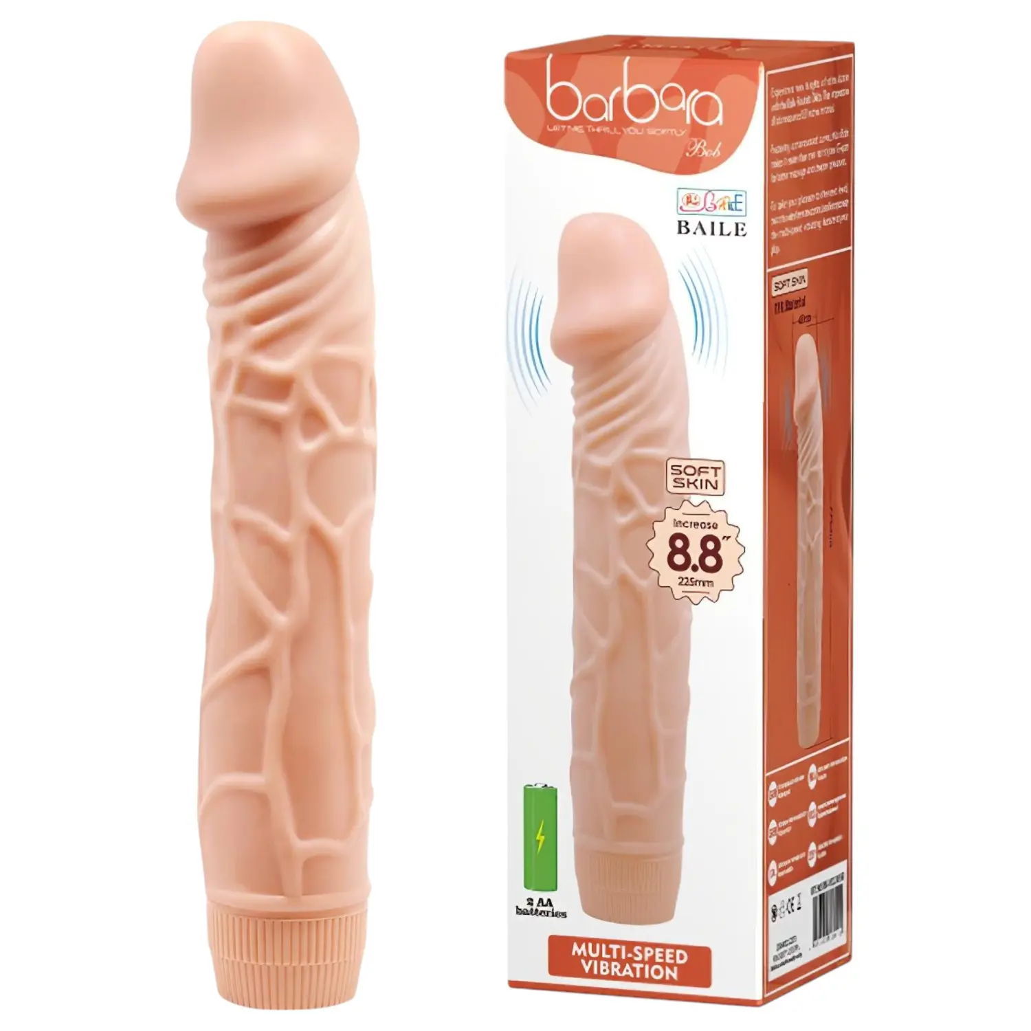 Bob realistický žilnatý vibrátor s velkým žaludem tělový