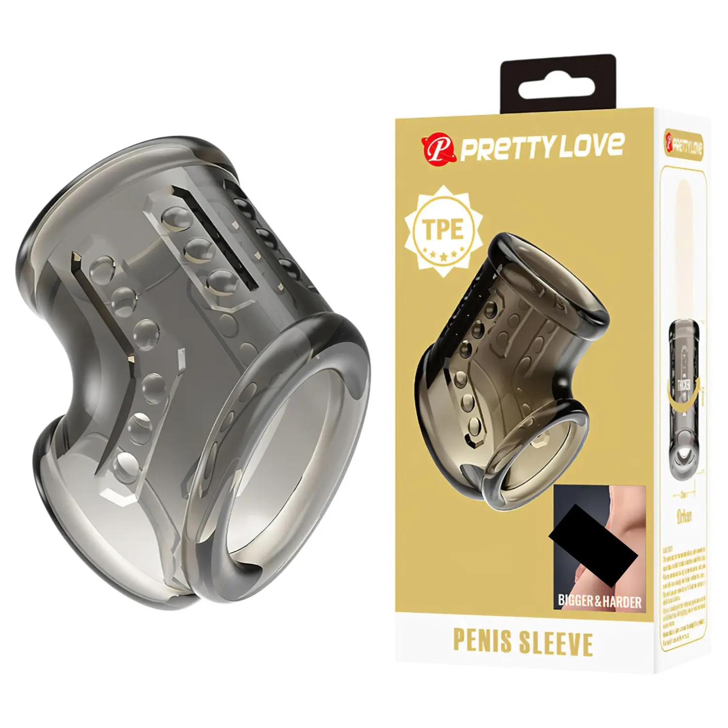 Pretty Love - erekční kroužek na penis a varlata (průhledný)