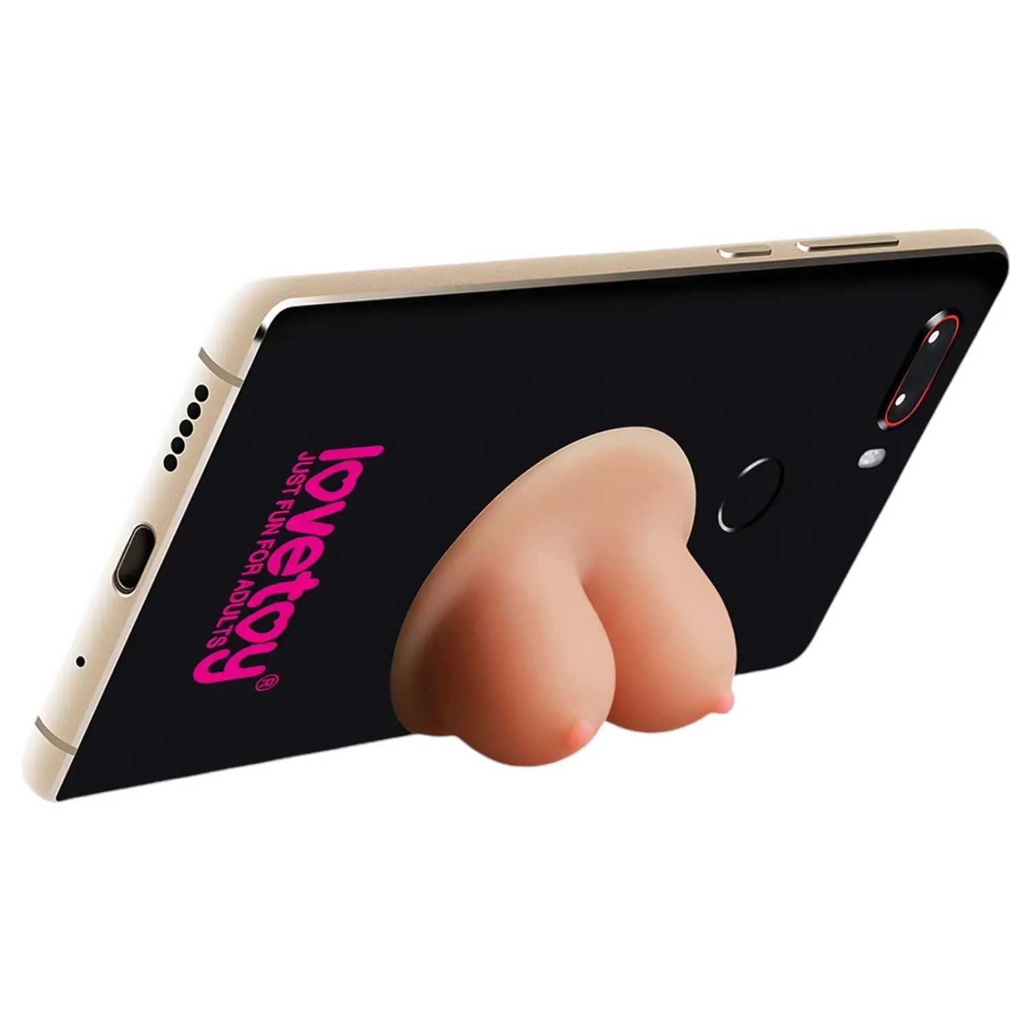Lovetoy - držák telefonu s přísavkou - ve tvaru prsou - tělová barva