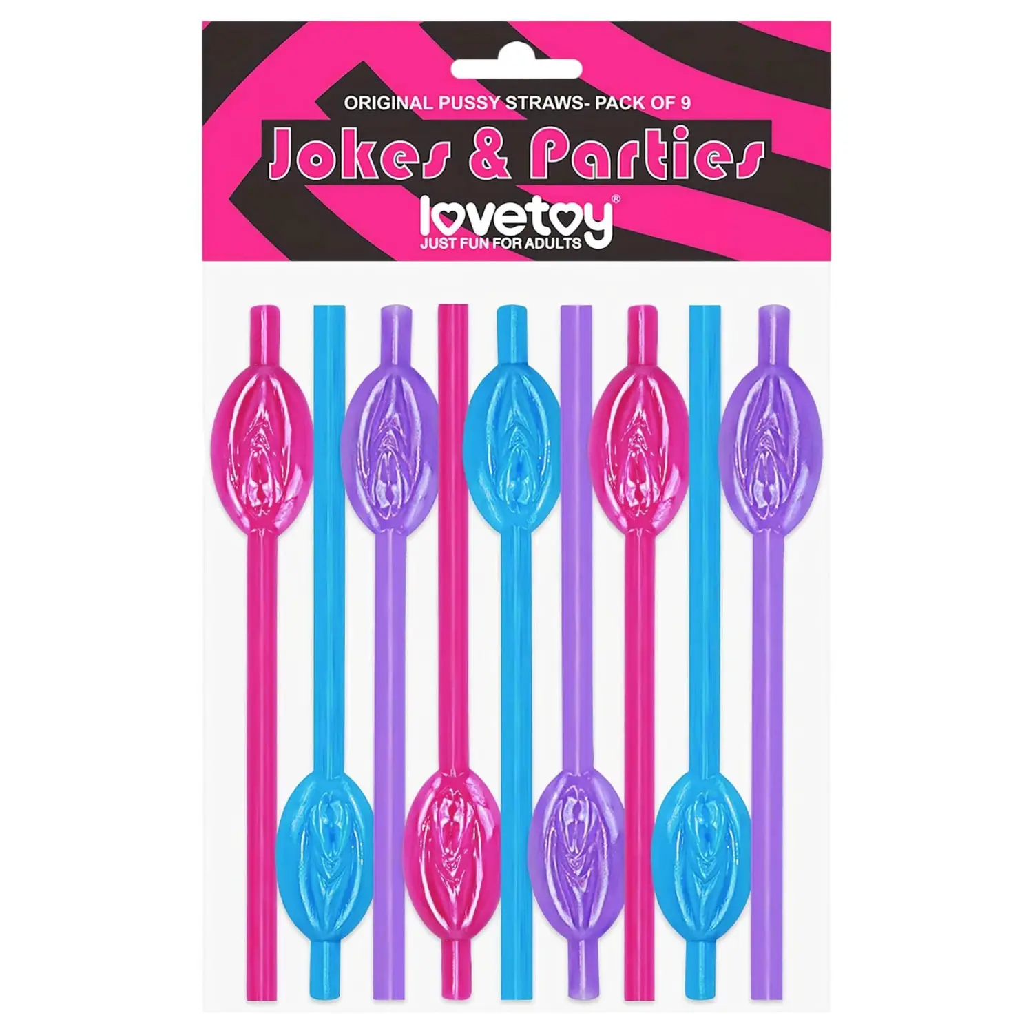 Lovetoy - brčková sada s motivem vagíny - růžová/modrá/fialová