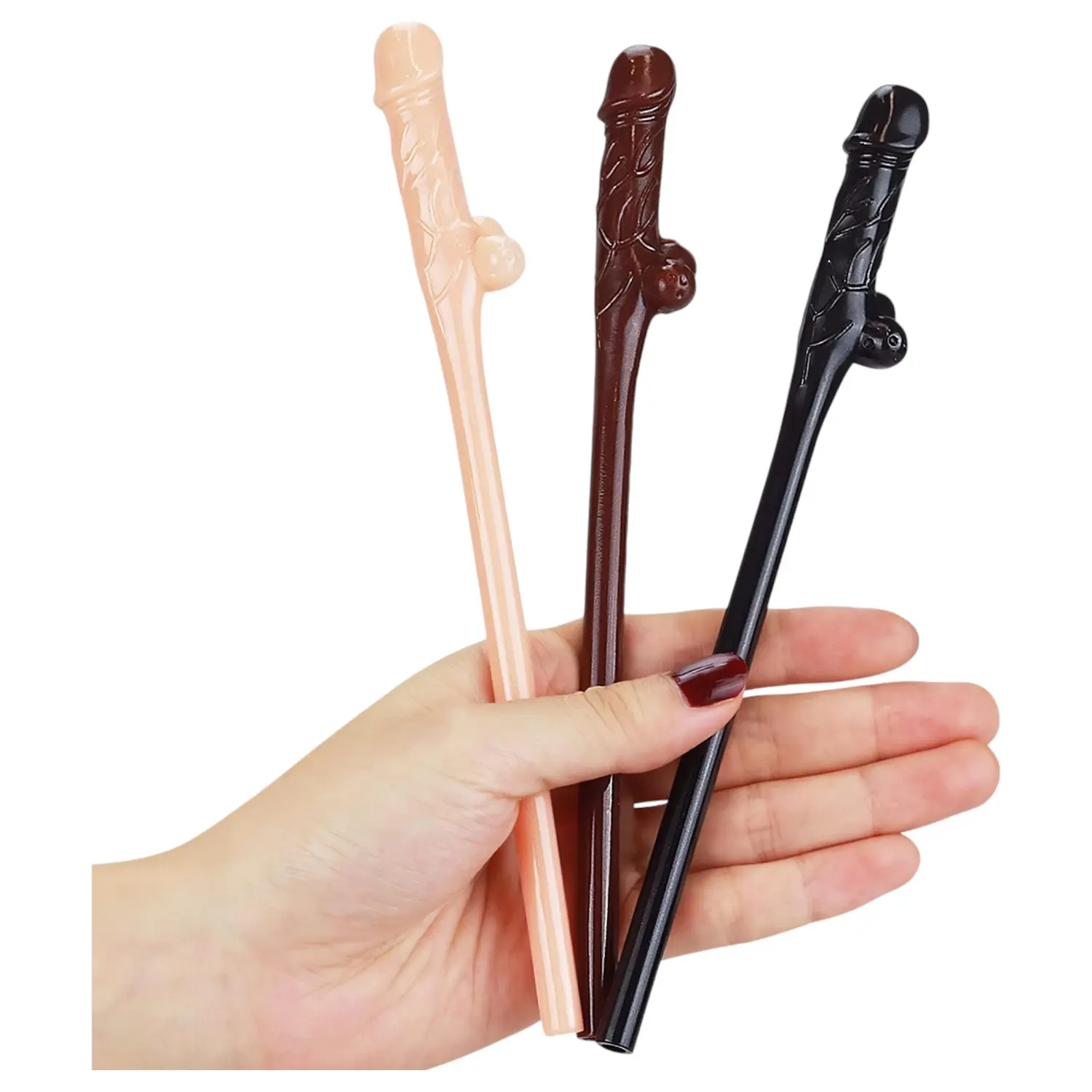 Lovetoy - realistické brčko ve tvaru penisu - naturální, hnědá, černá
