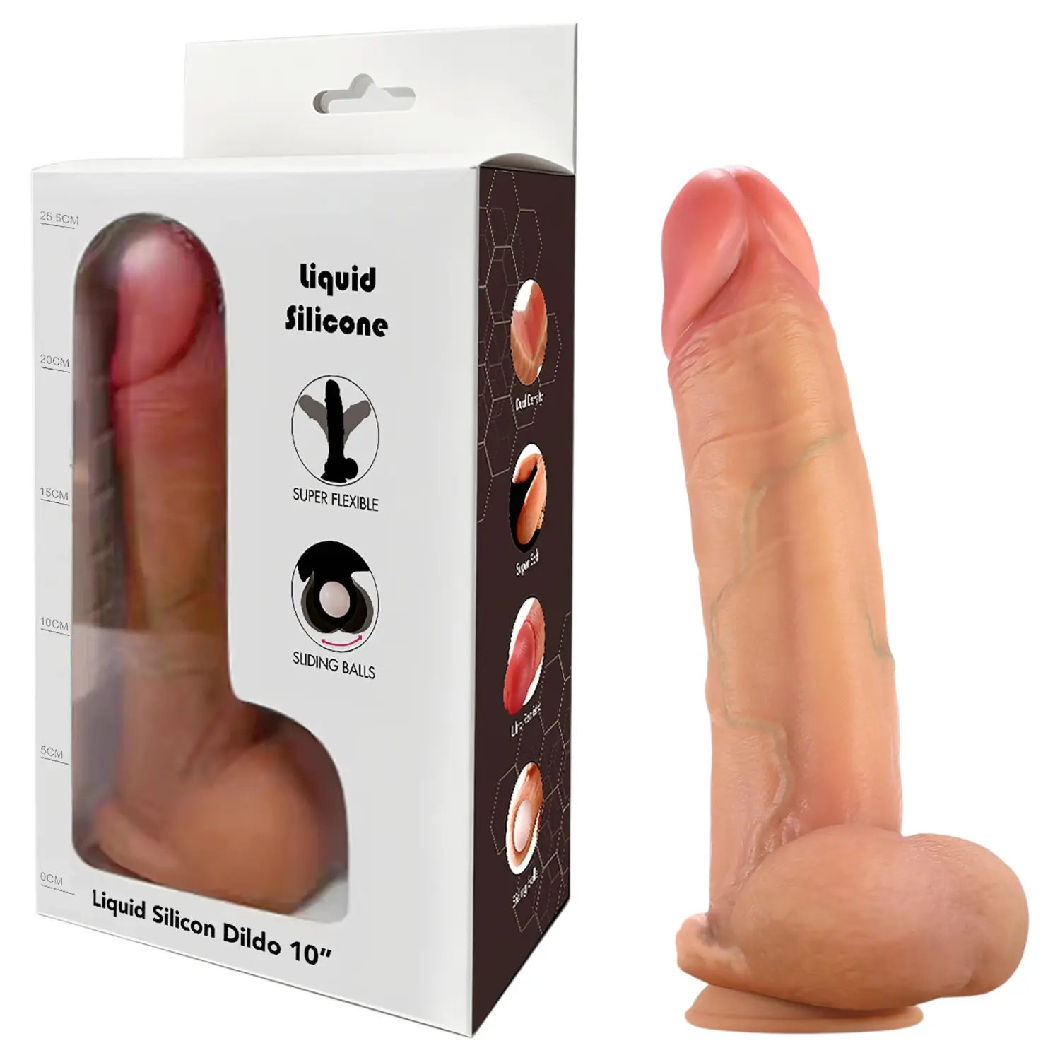 FeelSkin - ultra realistické dildo s varlaty (přírodní, 22 cm)