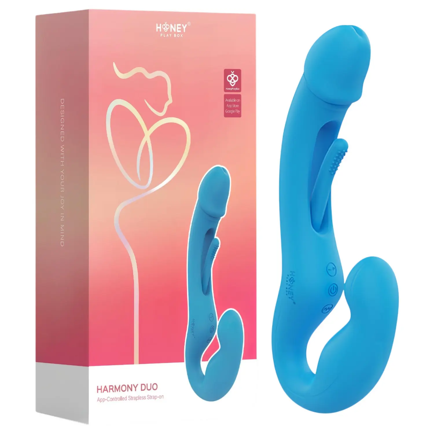 Honey Play Box Harmony Duo - Appem řízený nasazovací lízací vibrátor (modrý)