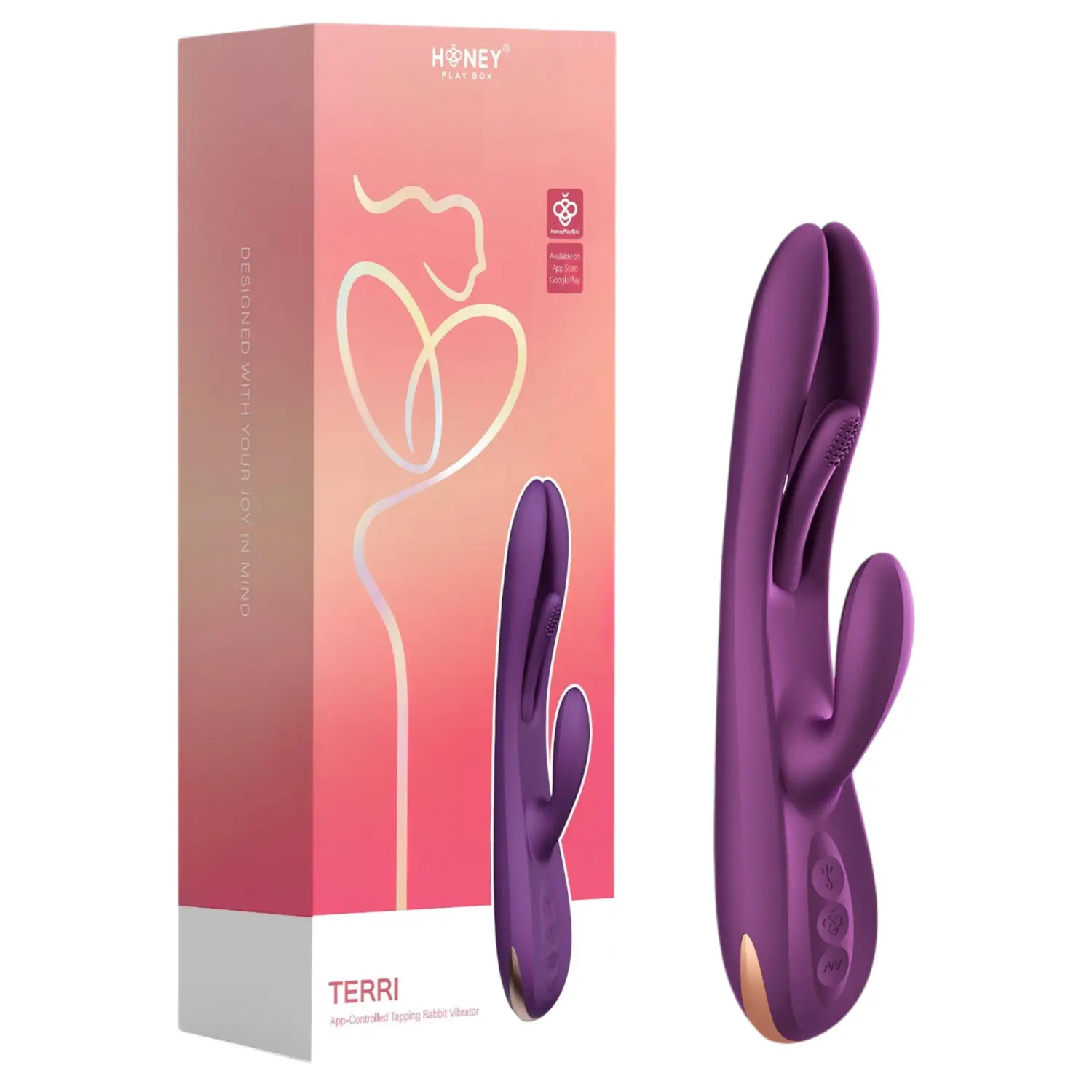 Vibrátor HONEY PLAY BOX TERRI App Controlled Tapping Rabbit fialový