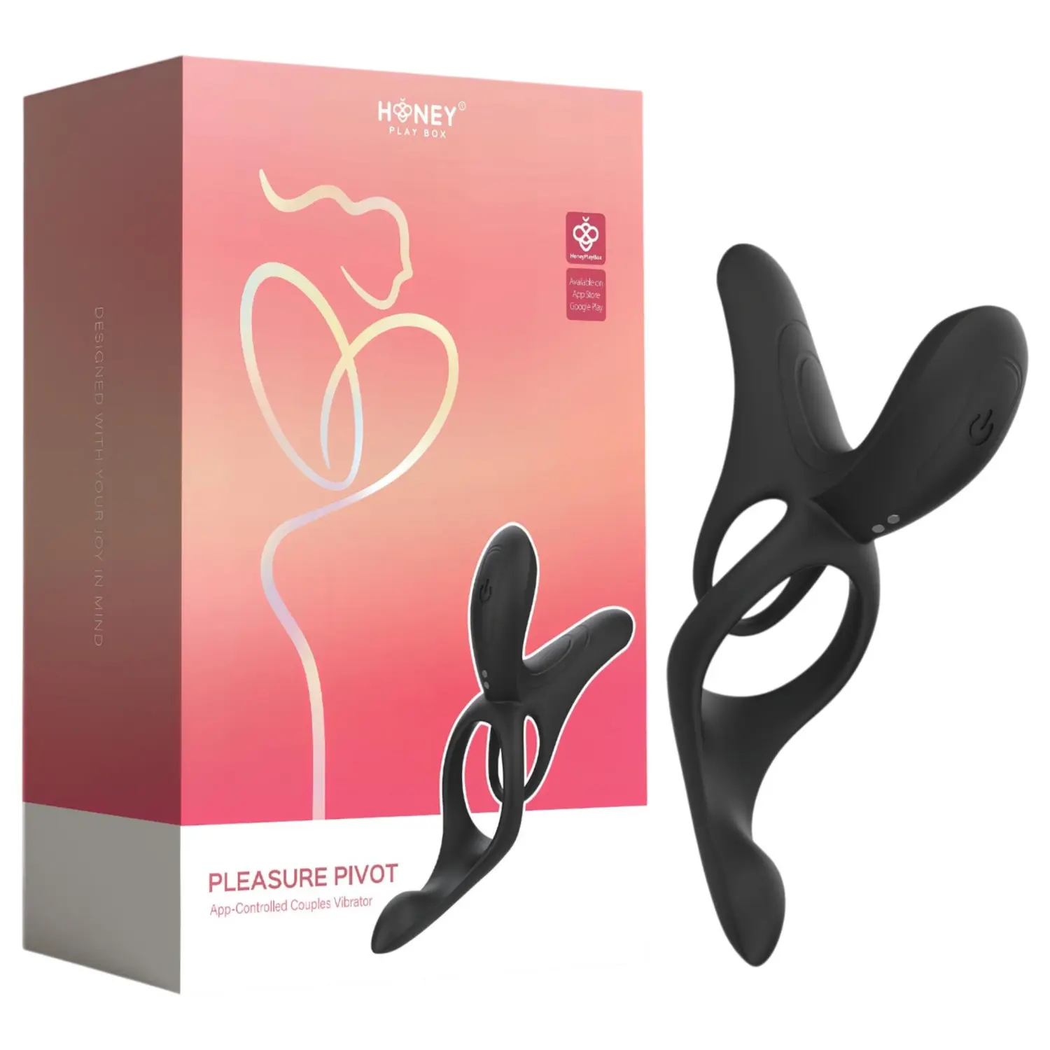 Honey Play Box Pleasure Pivot - Vibrační kroužek na penis a varlata s ovládáním přes aplikaci, pro muže (černý)