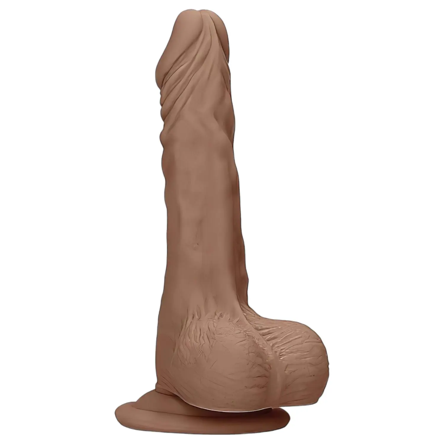 RealRock - realistické dildo s varlaty - 25 cm - tmavá tělová
