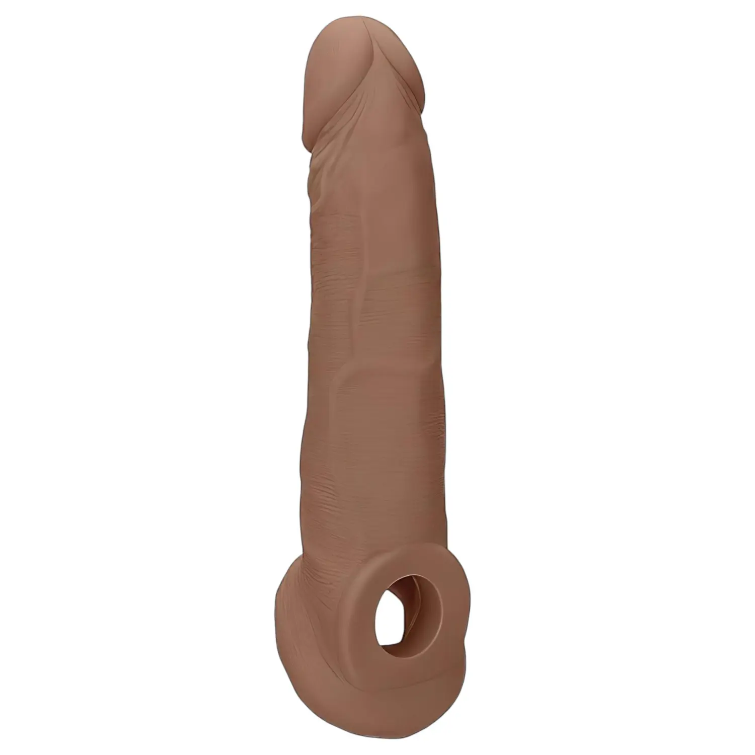 RealRock - návlek na penis - 21,5 cm - tmavá tělová barva