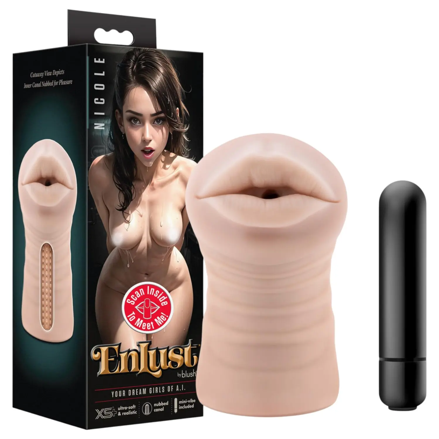 Enlust Nicole - vibrační umělá ústa - realistický vzhled - naturální
