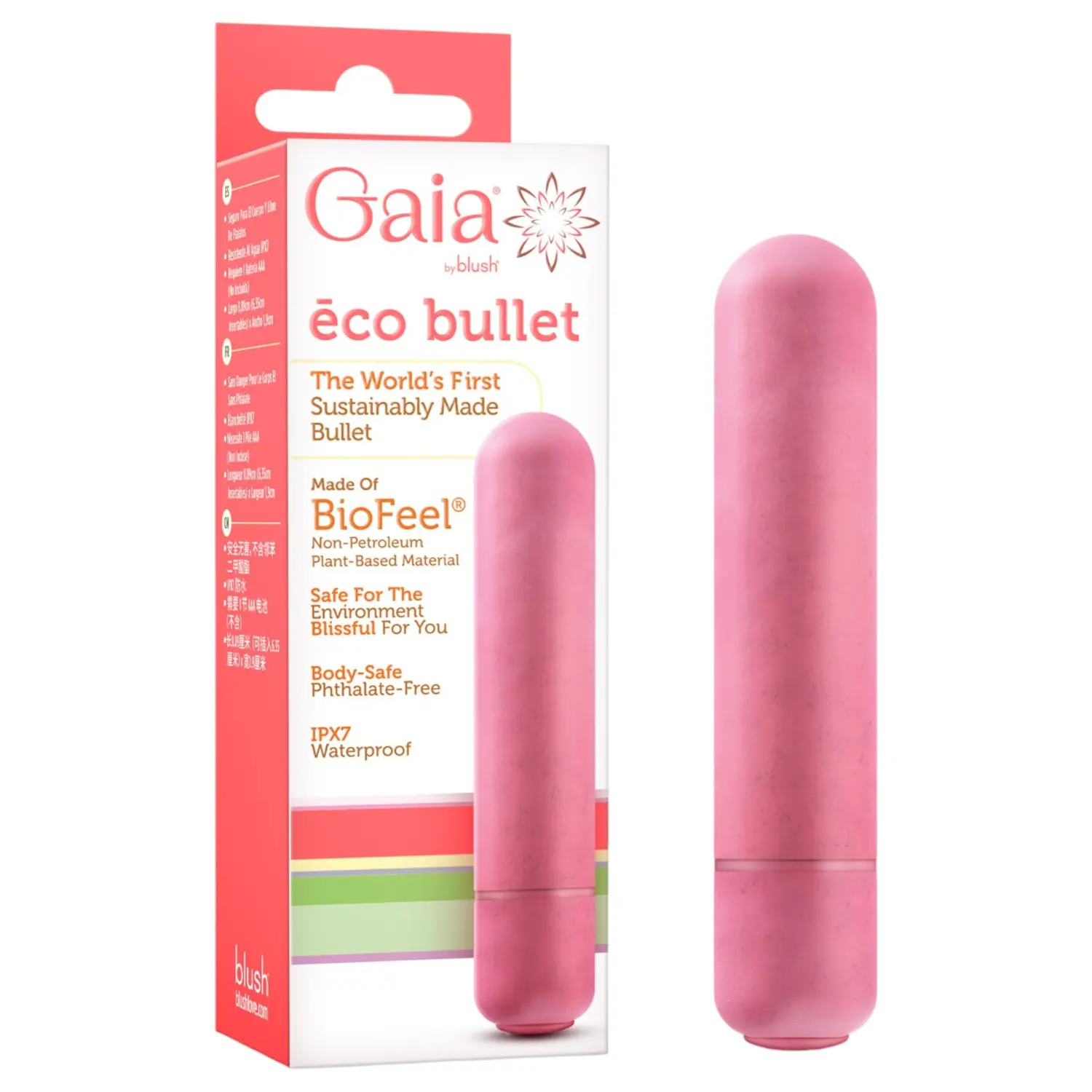 Gaia - vibrátor střední velikosti - ekologický - korálová