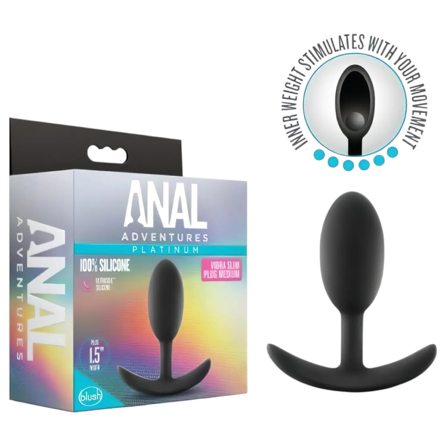 Kolík anální Blush ANAL ADVENTURES PLATINUM VIBRA SLIM střední černý