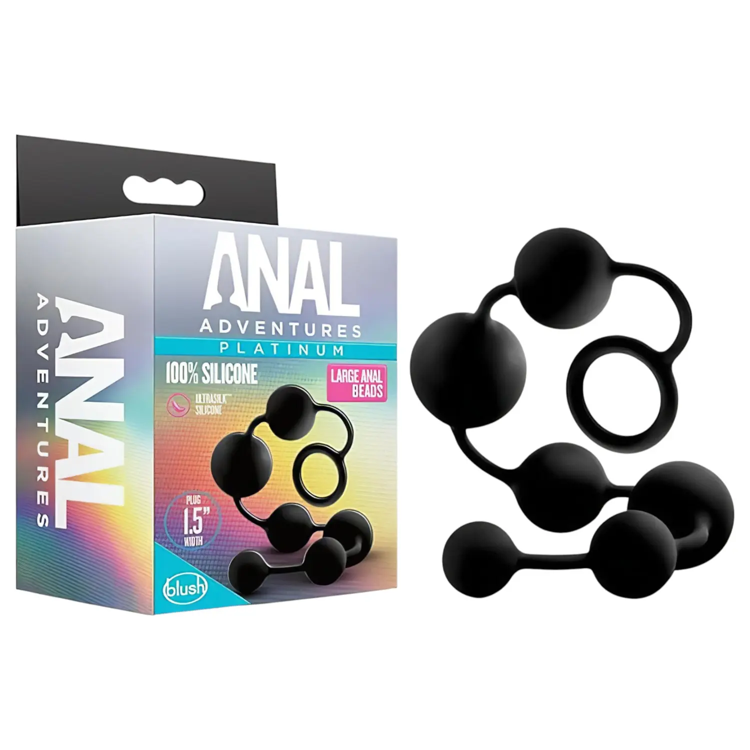 Anal Adventures - anální dildo s perlami - černé