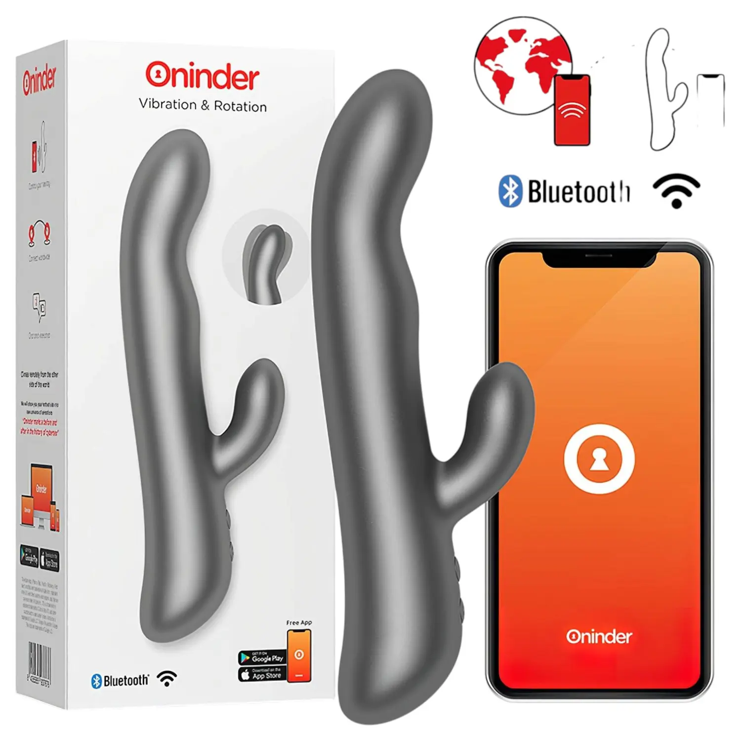 Oninder Oslo - přísavný rotační vibrátor s pohyblivým klitorálním stimulátorem (černý)