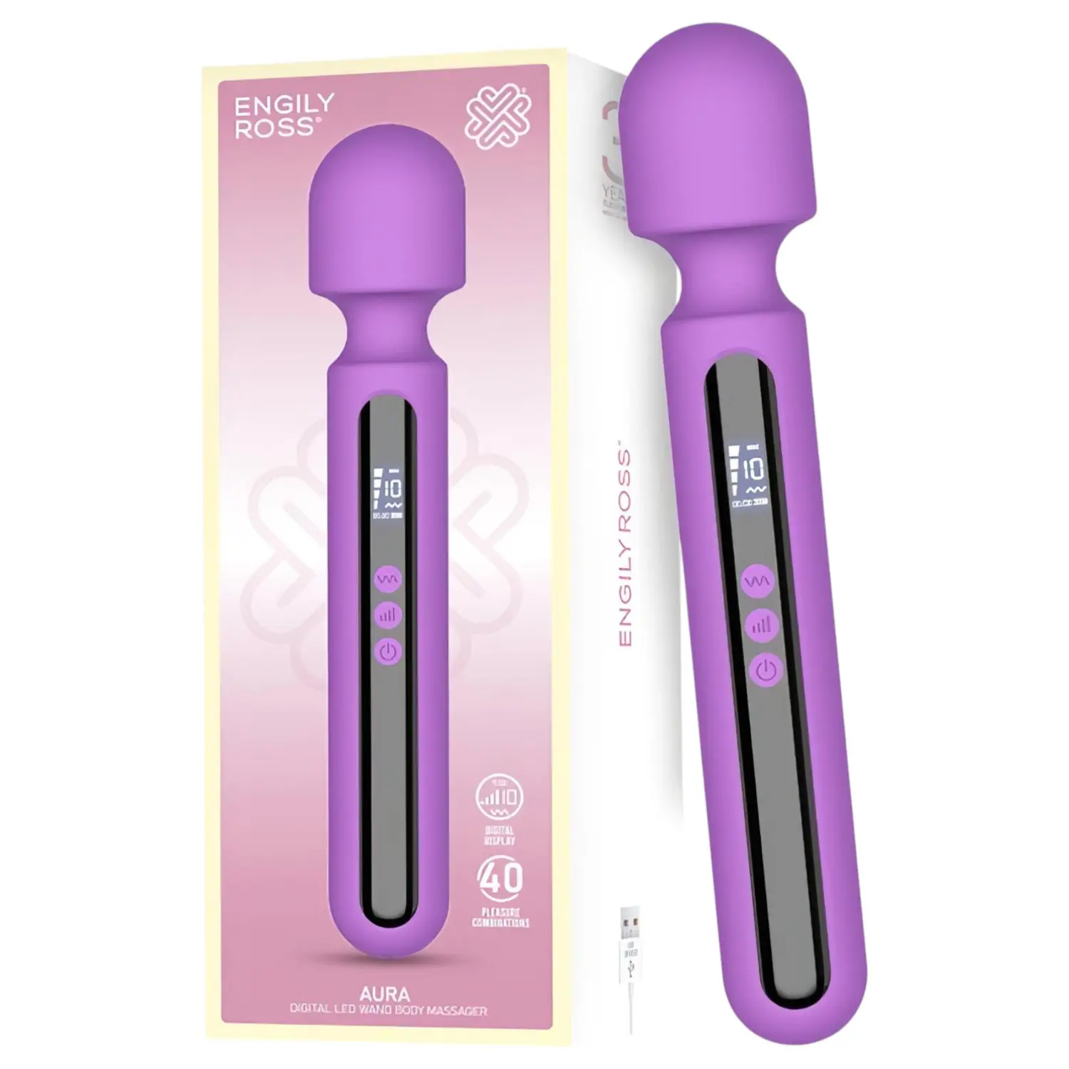 Engily Ross Aura - vibrátor na masáž - dobíjecí, digitální, fialový