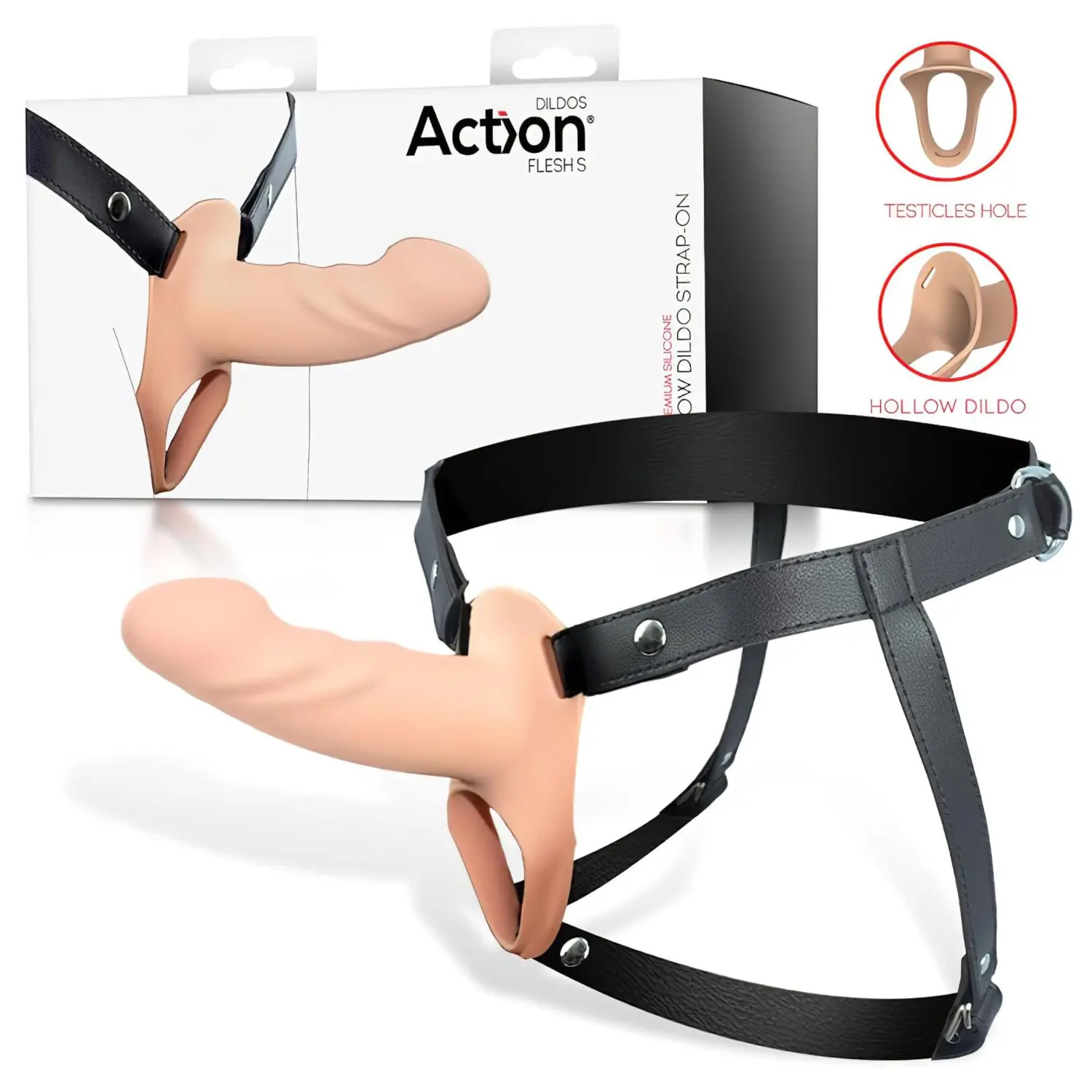 Action StrapOn S - připínací, duté dildo (tělové)