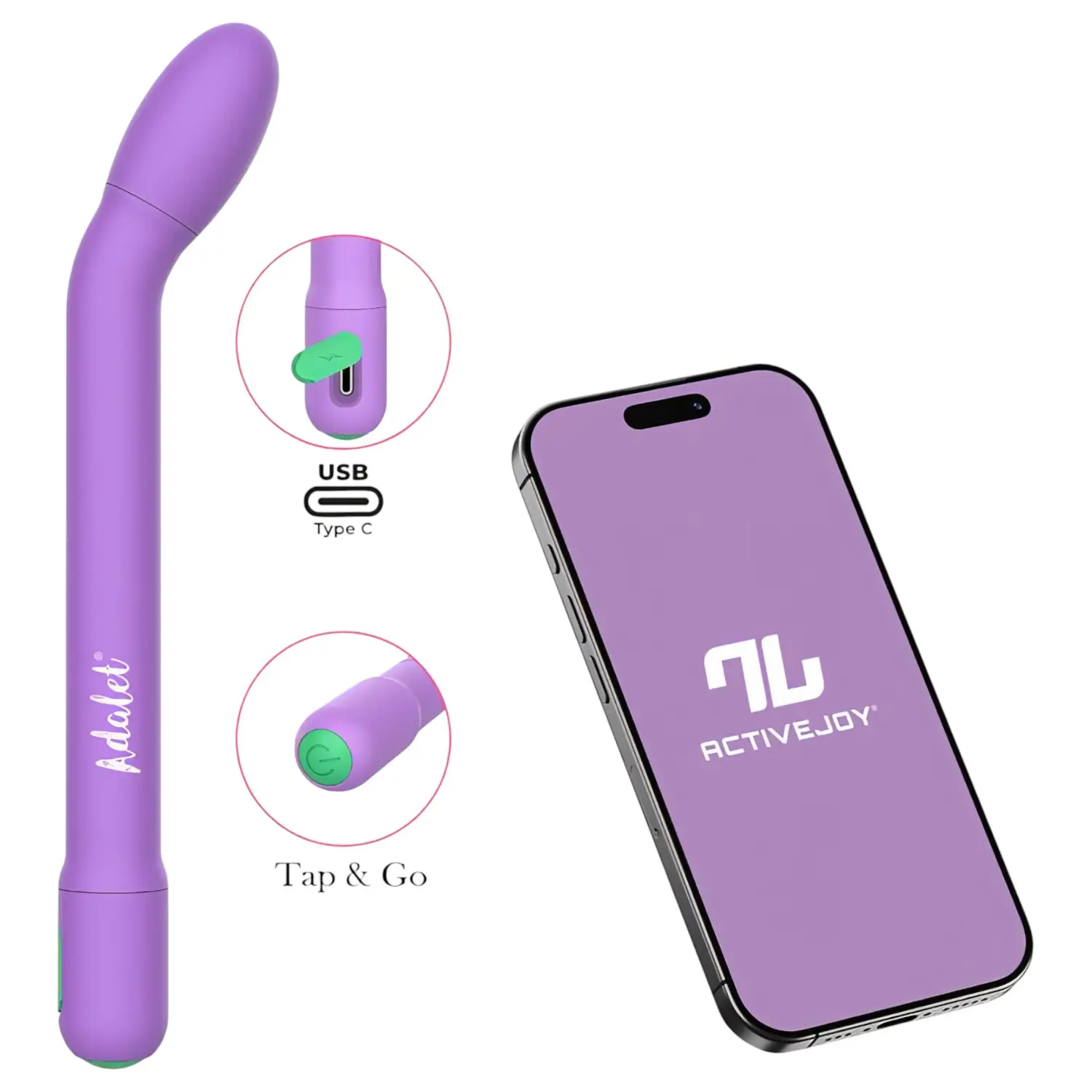 Adalet Gently - vibrátor na bod G a prostatu ovládaný aplikací (fialový)