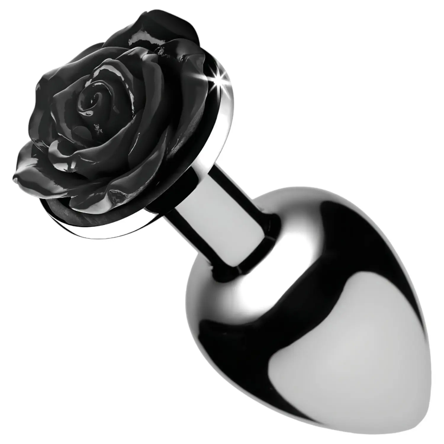 Booty Sparks Black Rose - hliníkový anální kolík (stříbrno‑černý)