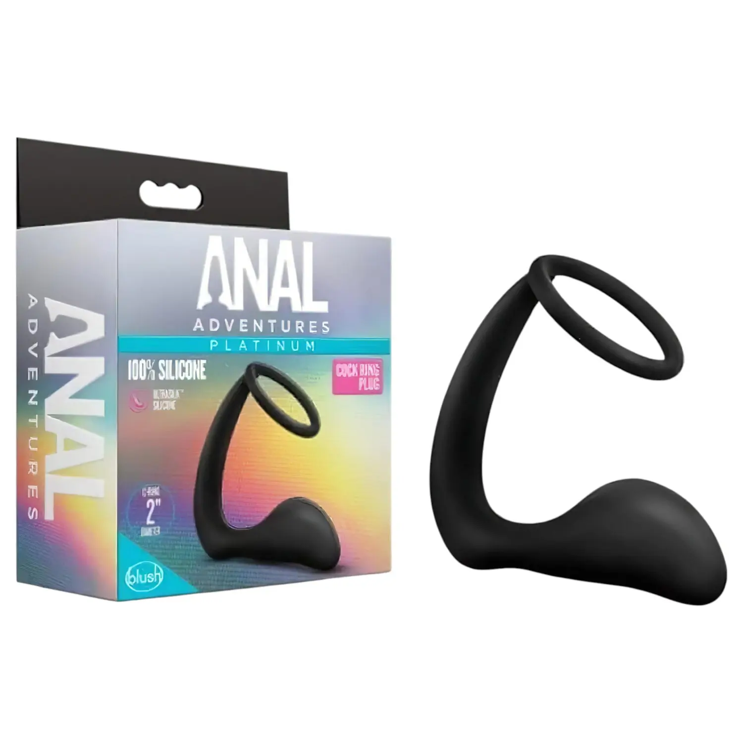 Anal Adventures Platinum - anální dildo s erekčním kroužkem - černé