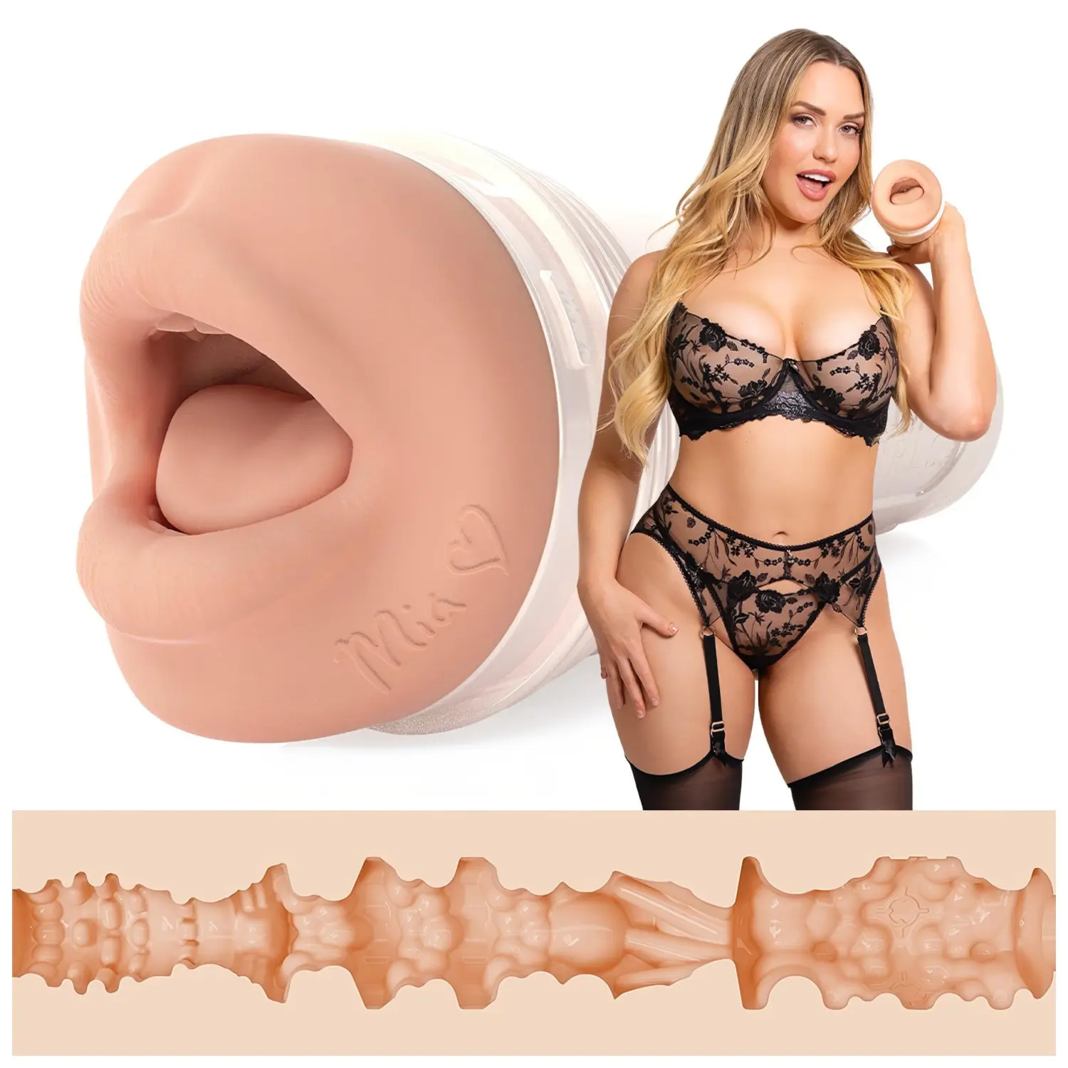Fleshlight Mia Malkova - realistický masturbátor ústa - tělová barva