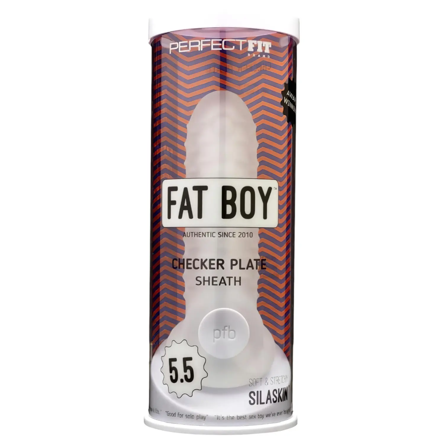 Perfect Fit - Fat Boy Checker Box - návlek na penis (15 cm, bílý)
