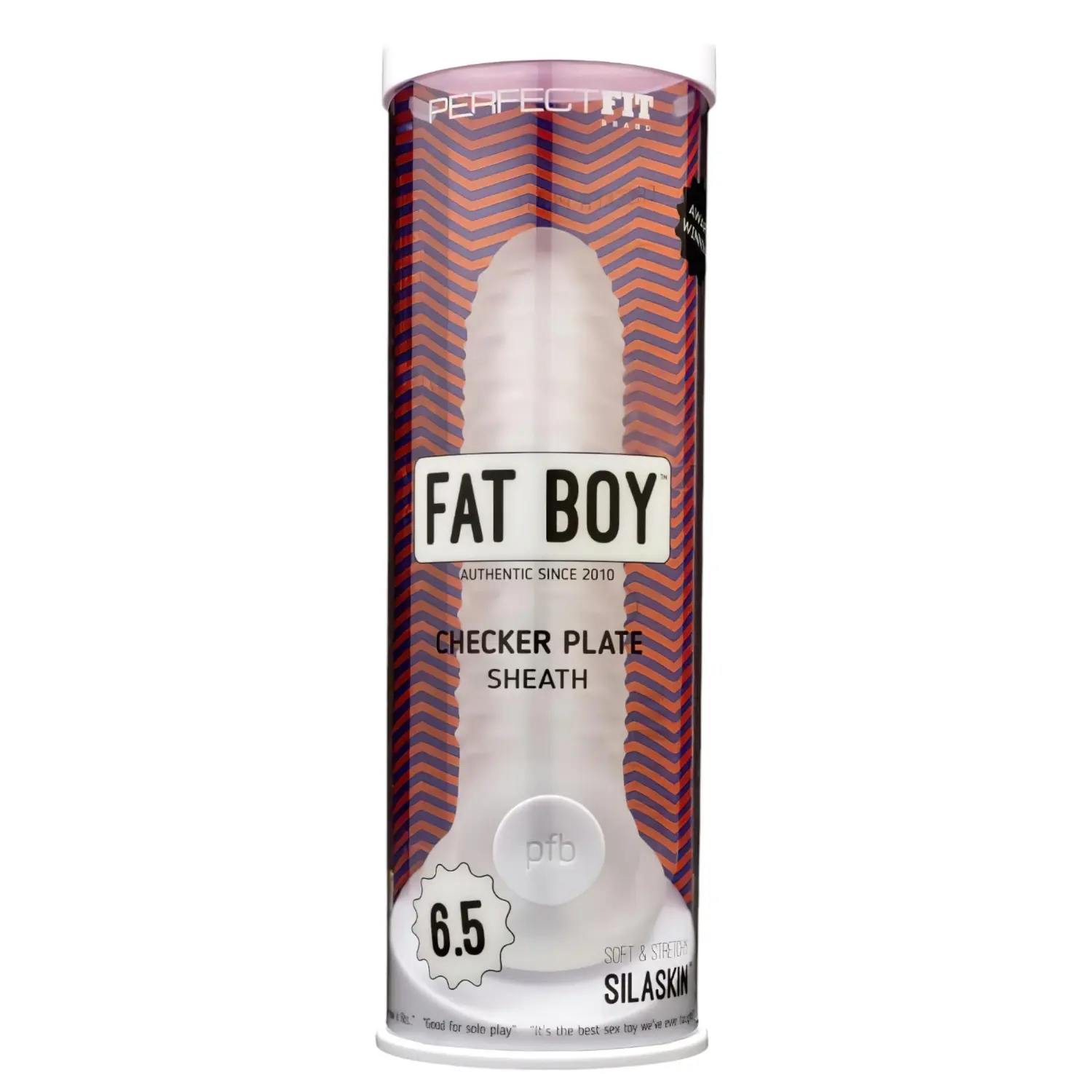 Perfect Fit - Fat Boy Checker Box - návlek na penis (17 cm, bílý)