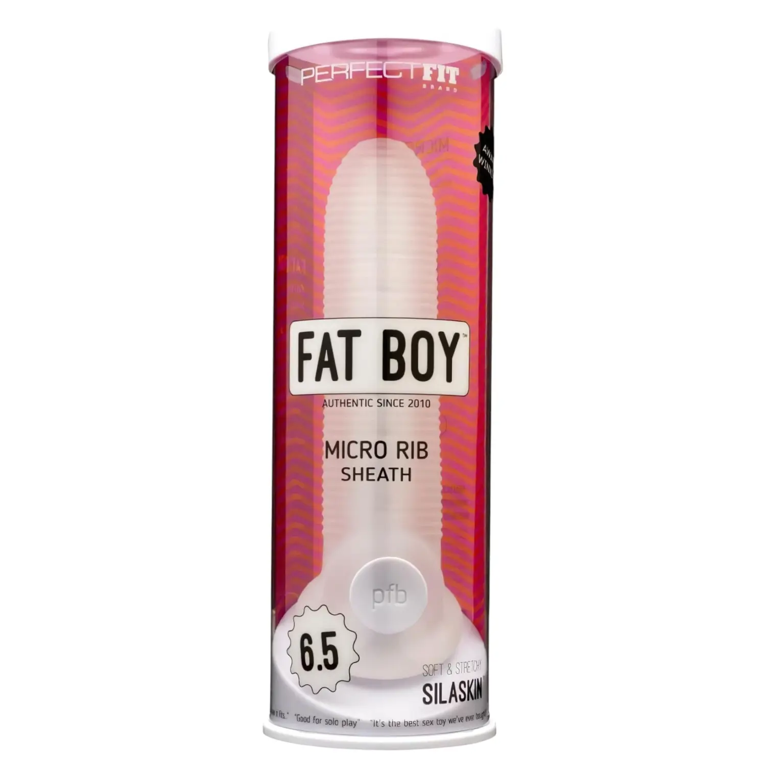 Perfect Fit - Fat Boy Micro Ribbed - návlek na penis (17 cm, bílý)
