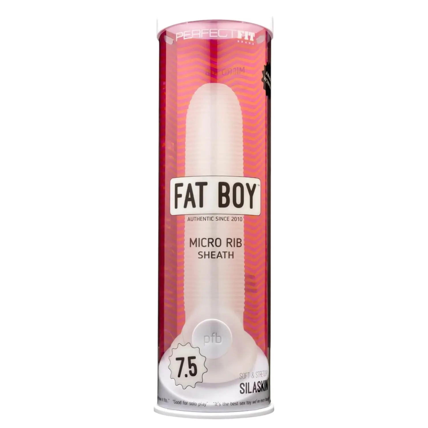 Perfect Fit - Fat Boy Micro Ribbed - návlek na penis (19 cm, bílý)