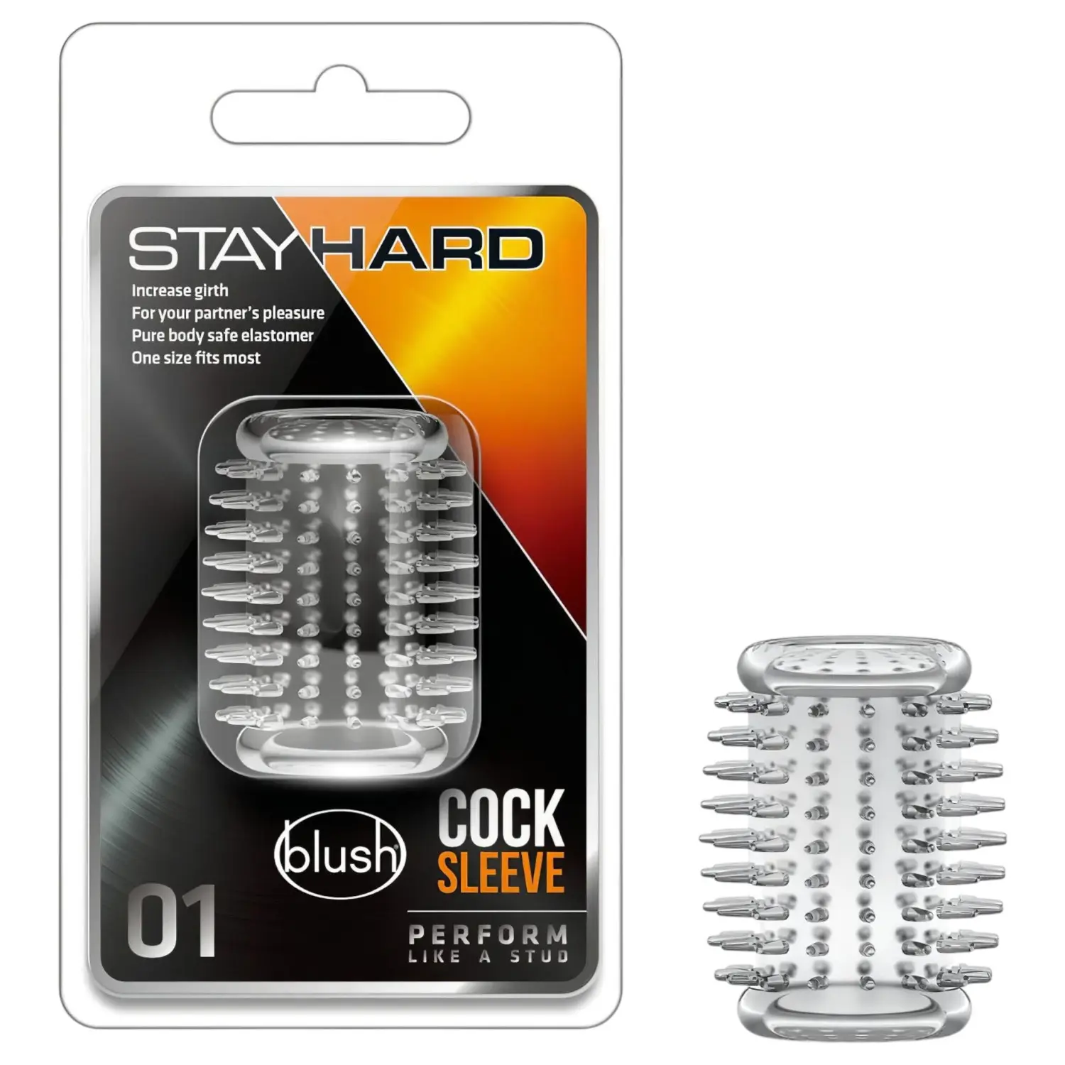 Stay Hard - návlek na penis s výstupky - transparentní