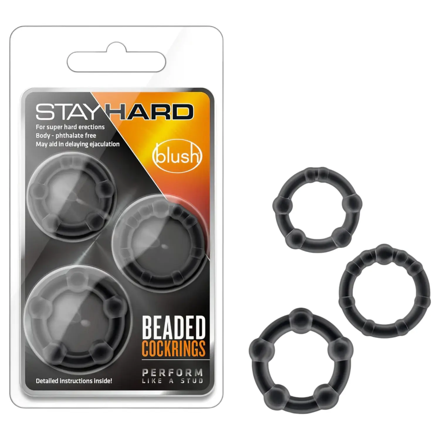 Stay Hard - sada erekčních kroužků na penis - černá