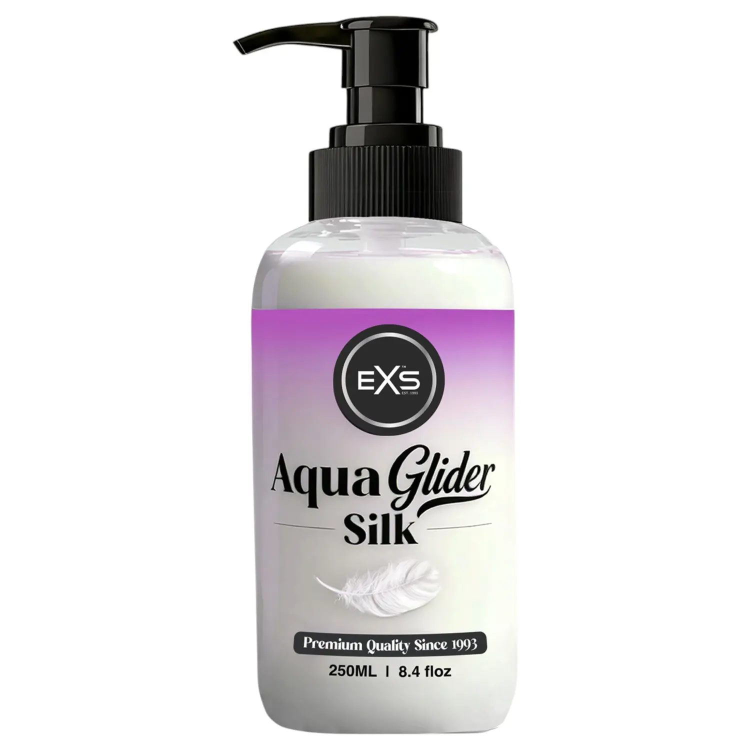 EXS AquaGlider Silk - hedvábný lubrikační gel na vodní bázi v lahvičce s pumpičkou (250 ml)
