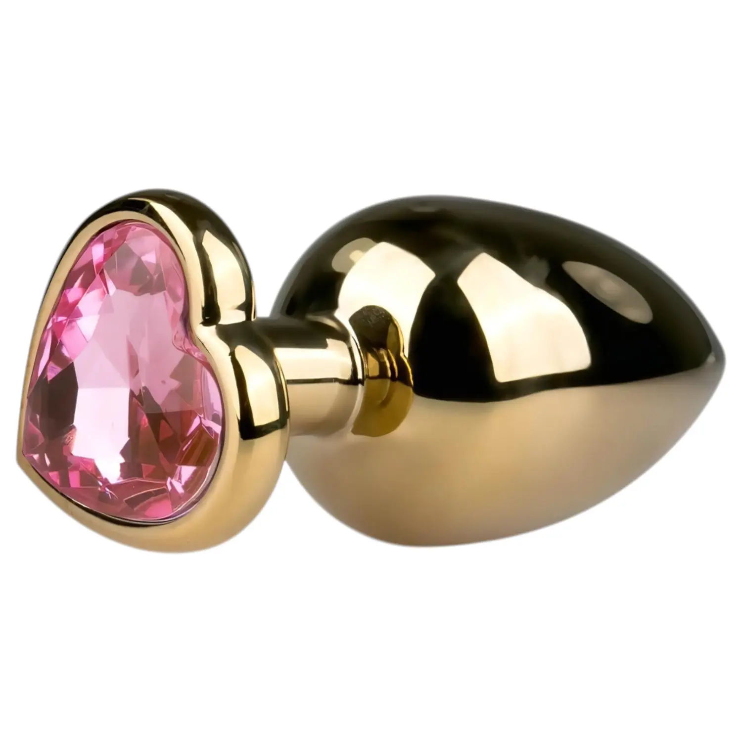EasyToys Metal No.8 - anální kolík se srdíčkovou základnou (zlatá-růžová, 3,5 cm)