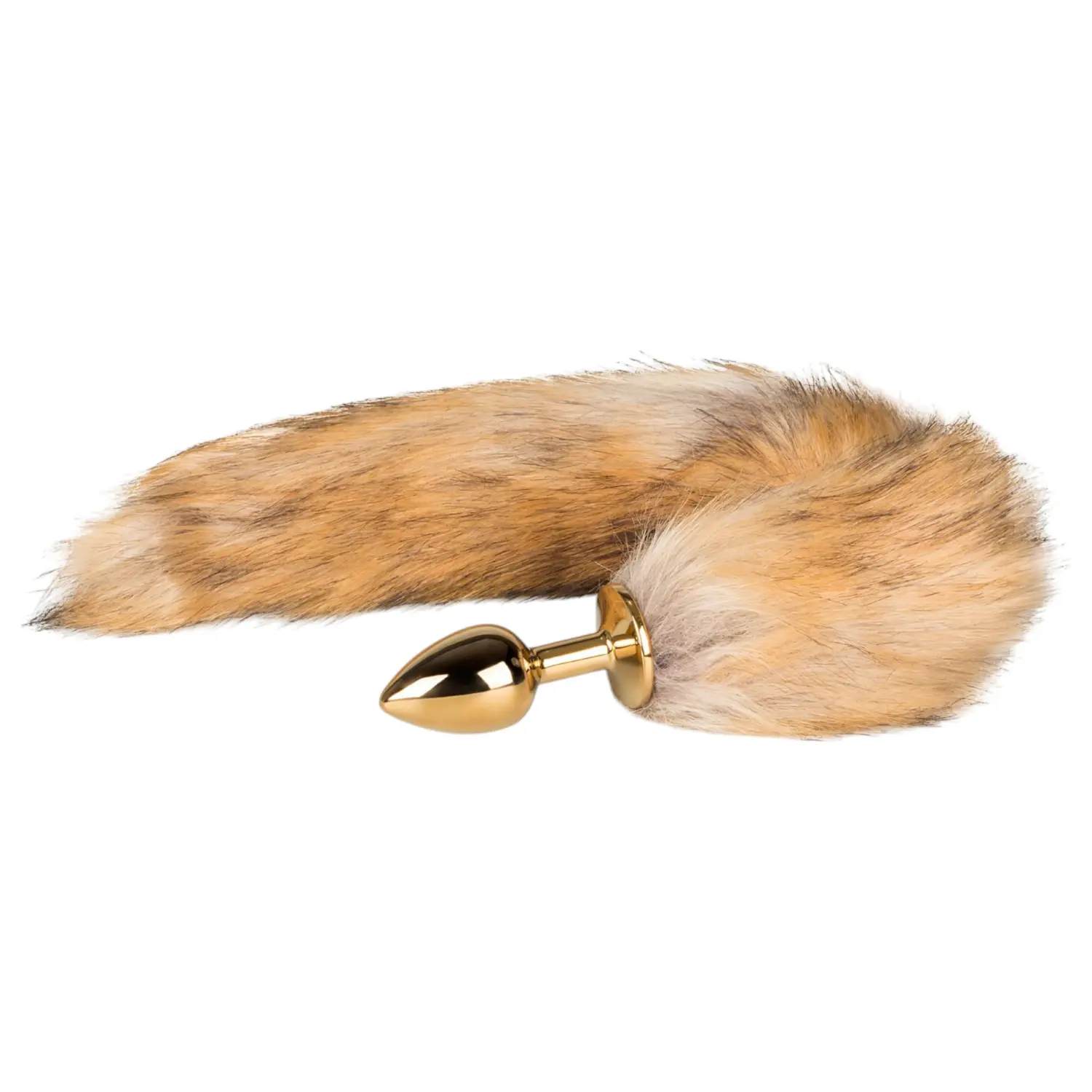 EasyToys Fox NO1 - kovový anální kolík s liščím ocasem (zlatý‑červený)