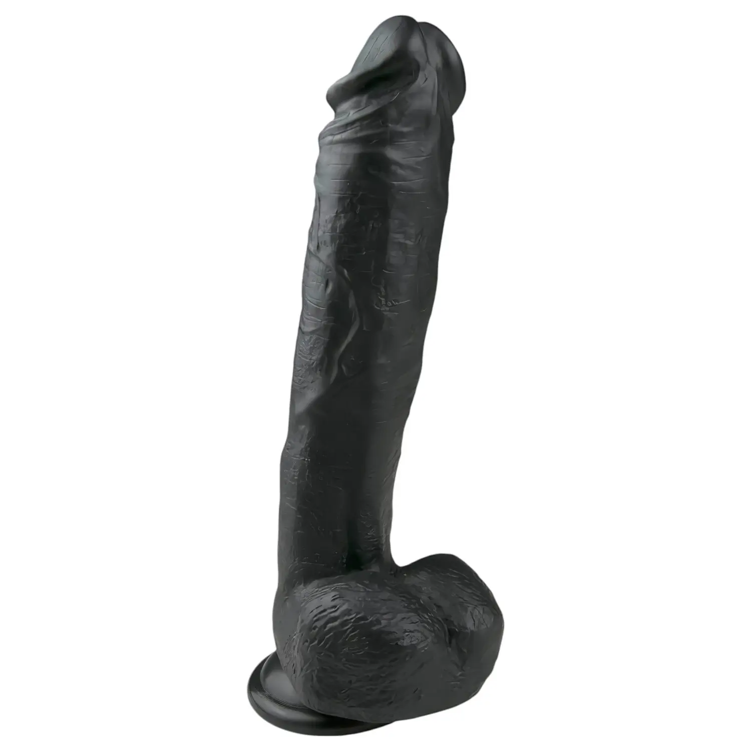 Easytoys - realistické dildo s přísavkou a varlaty - černé 26,5 cm