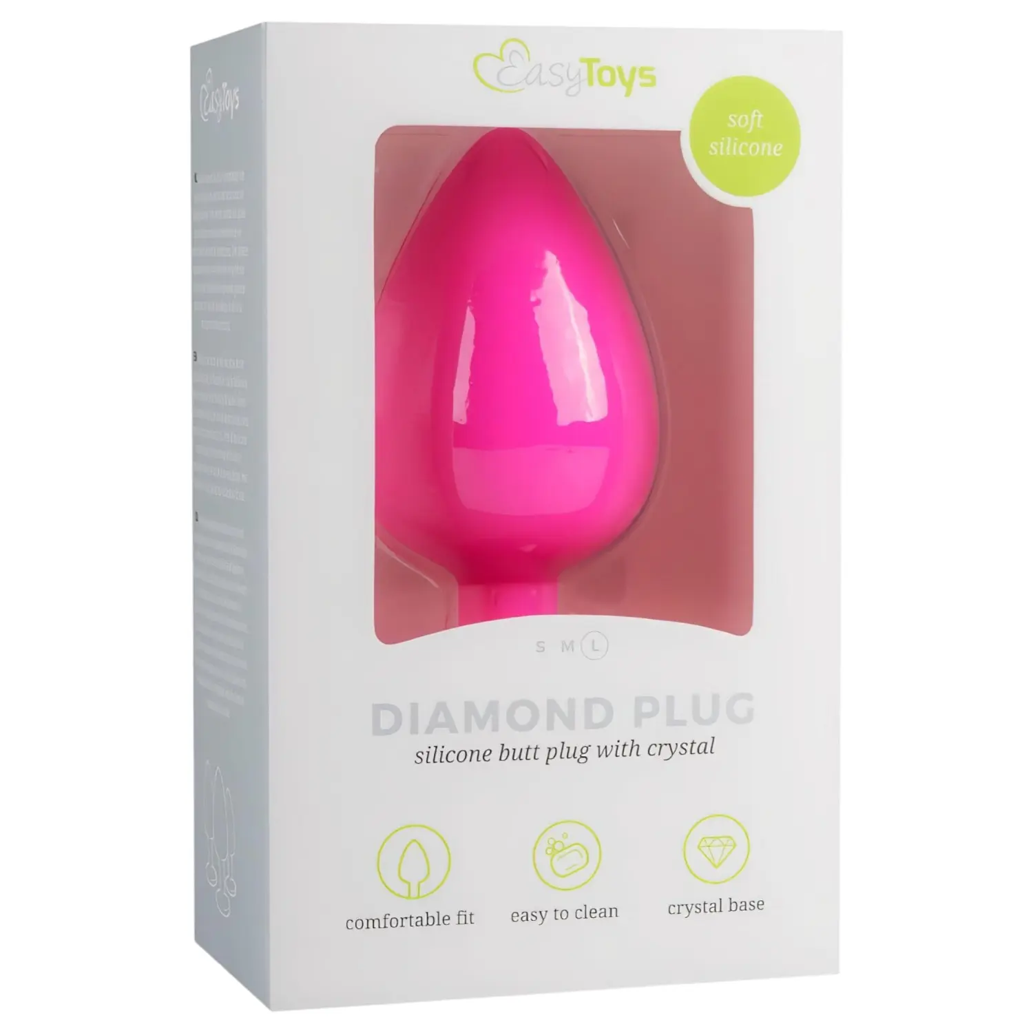 EasyToys Diamond - anální kolík s bílým kamínkem (velký, růžový)