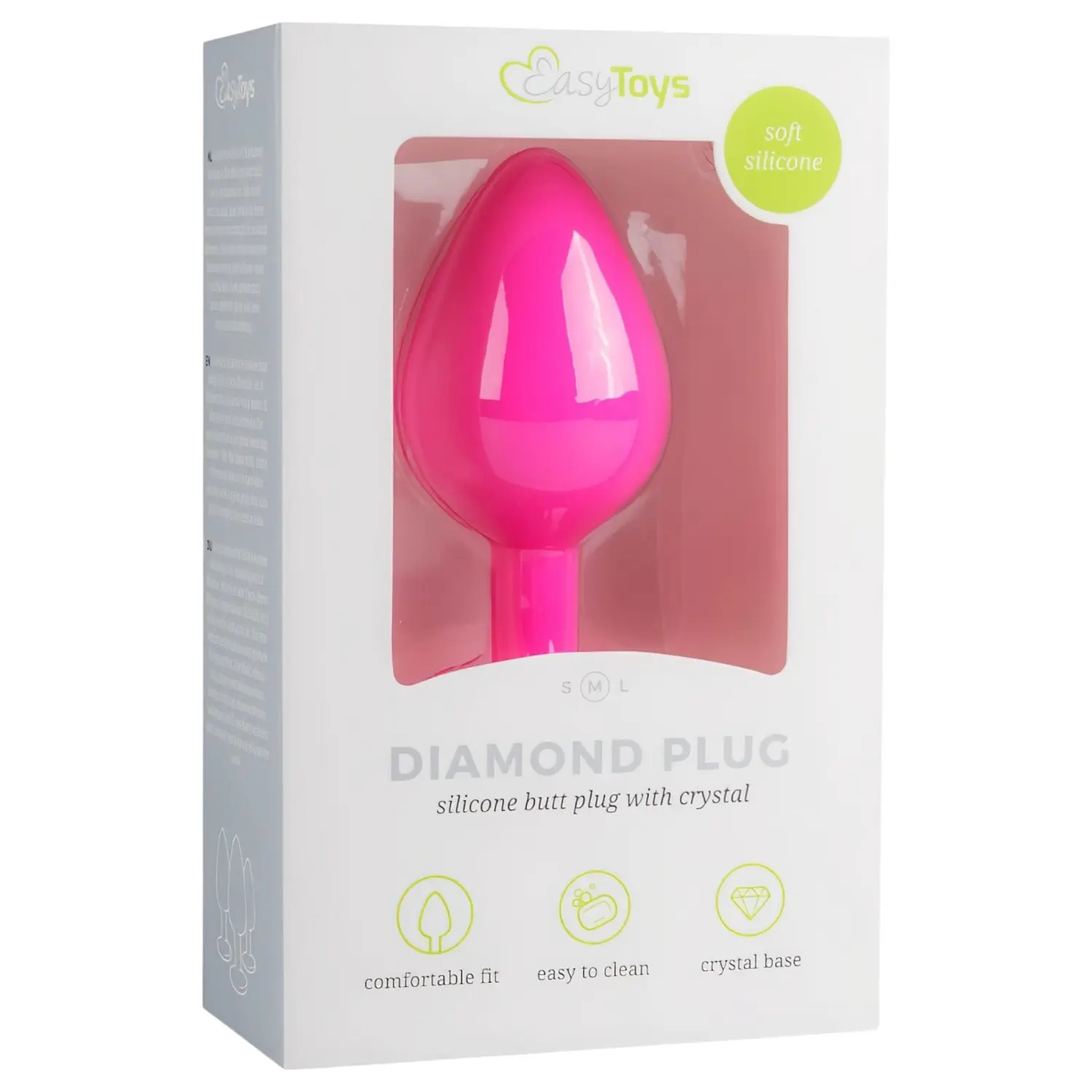 Easytoys - anální kolík s bílým kamenem - střední - růžový