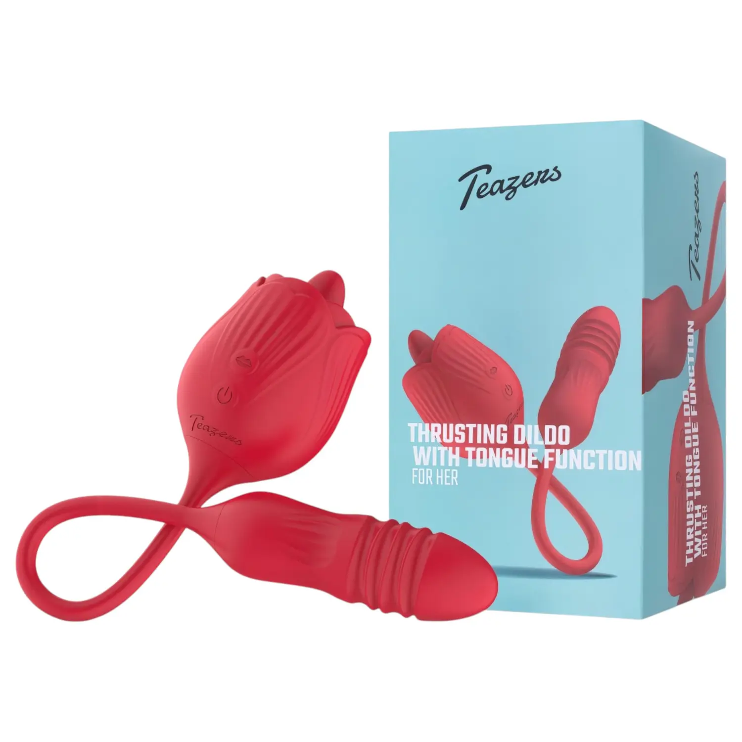 Teazers Rose - vibrační stimulátor s jazýčkovým dráždidlem klitorisu (červený)