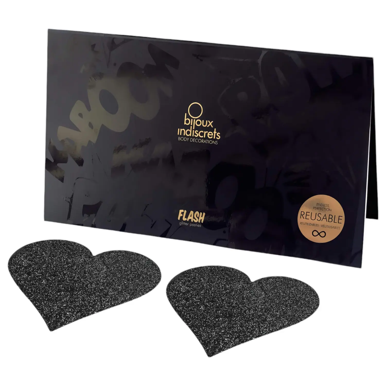 Bijoux Indiscrets - nálepky na bradavky srdce - černé