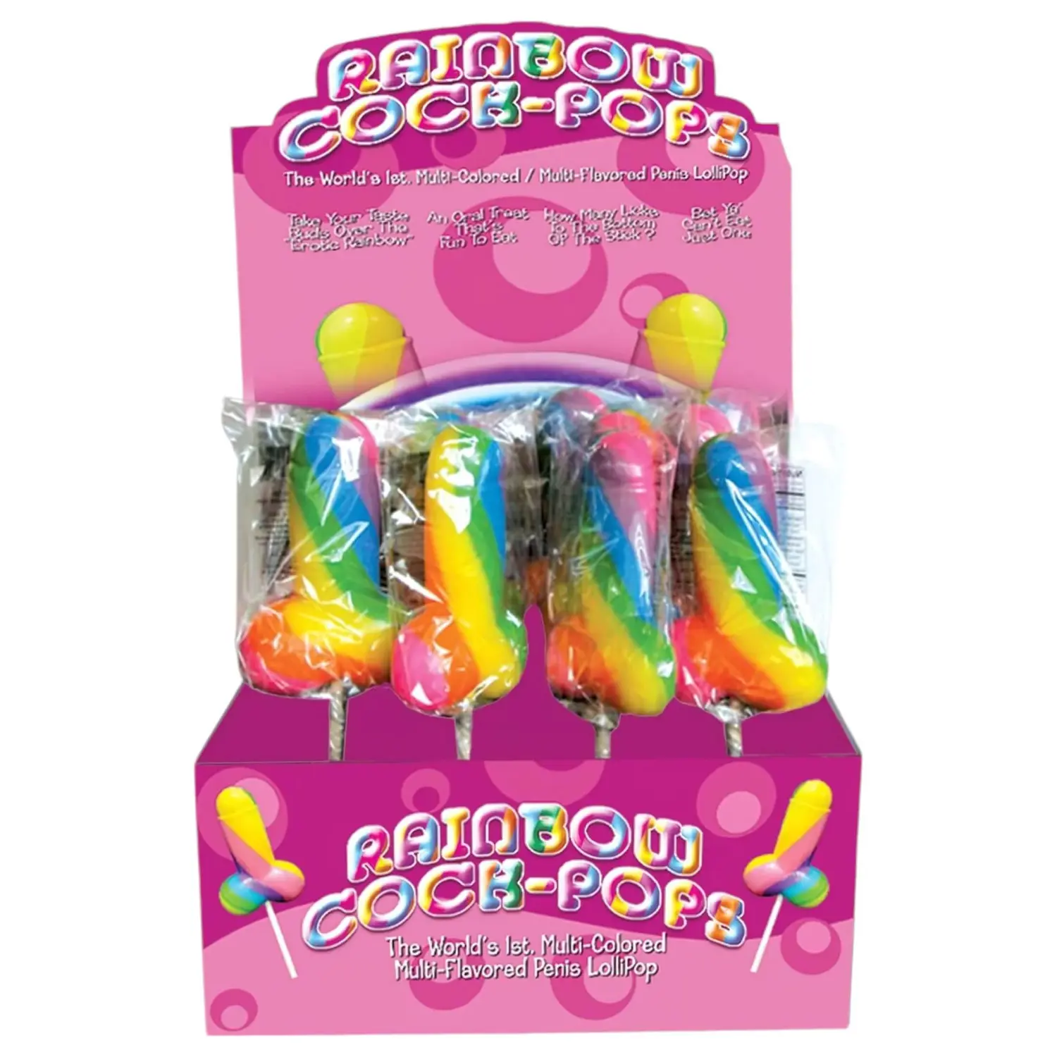 Rainbow Cock Pop - lízátko ve tvaru penisu (85 g) - ovocná příchuť