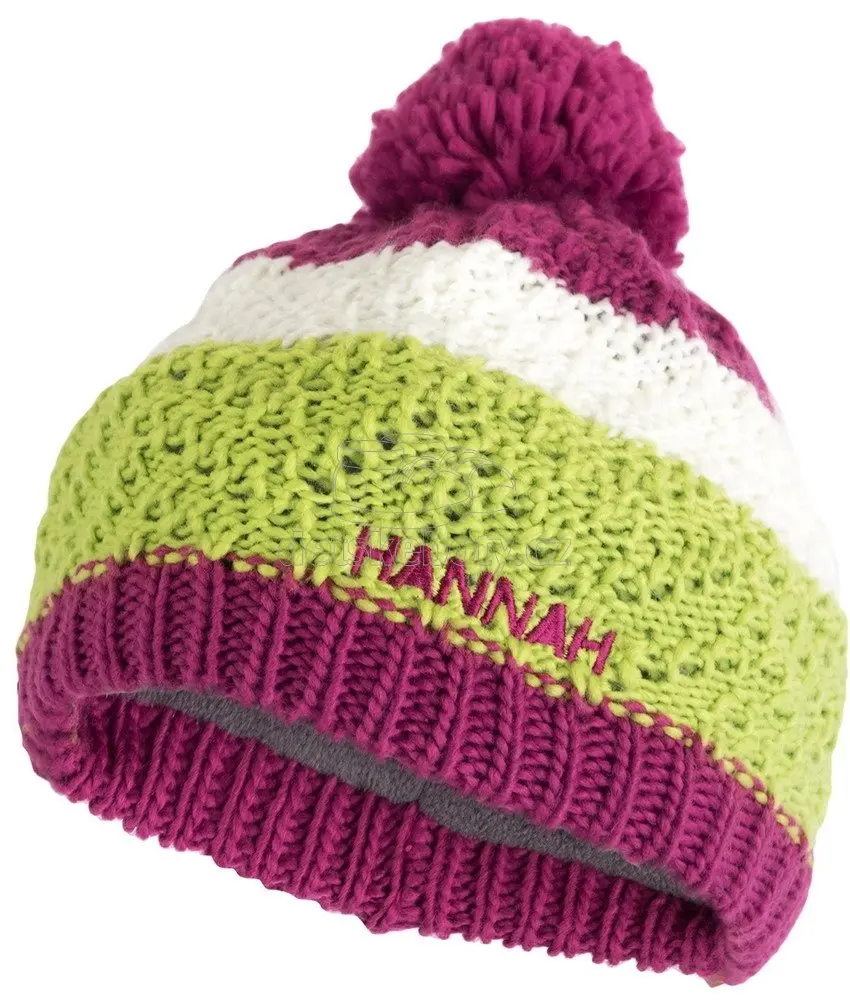 Zimní čepice Hannah Bobble JR Lime green/fuchsia red, UNI