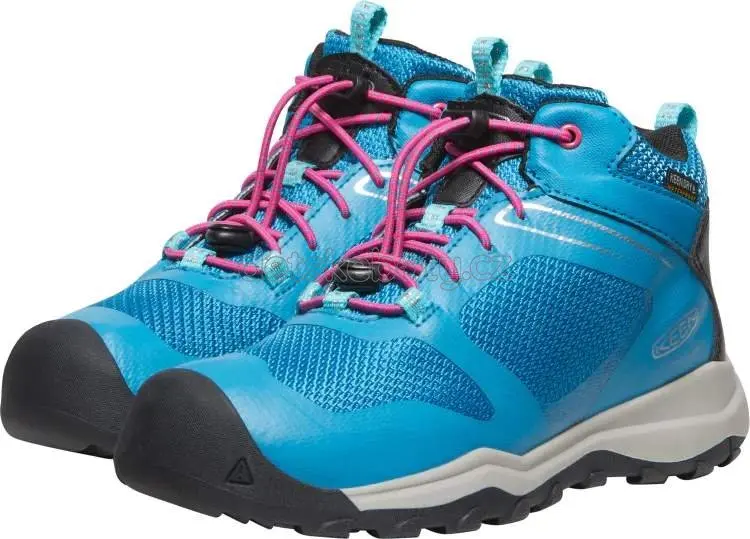 Dětské celoroční boty Keen WANDURO MID WP CHILDREN fjord blue/fuchsia purple Velikost: 31
