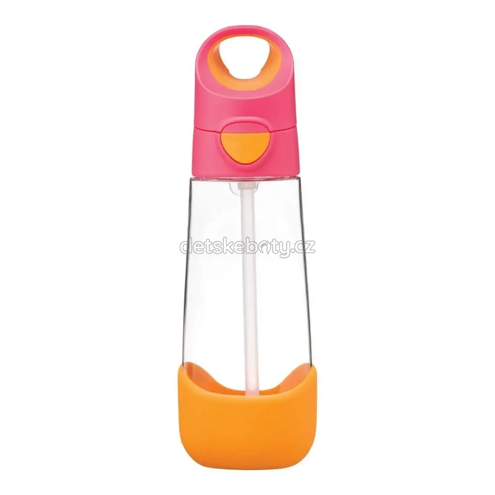 b.box Láhev na pití s brčkem 600 ml - růžová/ oranžová