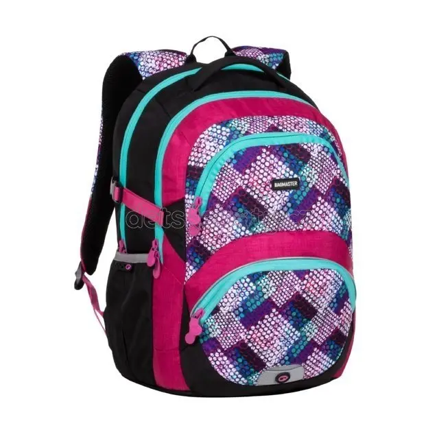 Školní batoh BAGMASTER THEORY 20 A PINK/TURQUOISE/WHITE