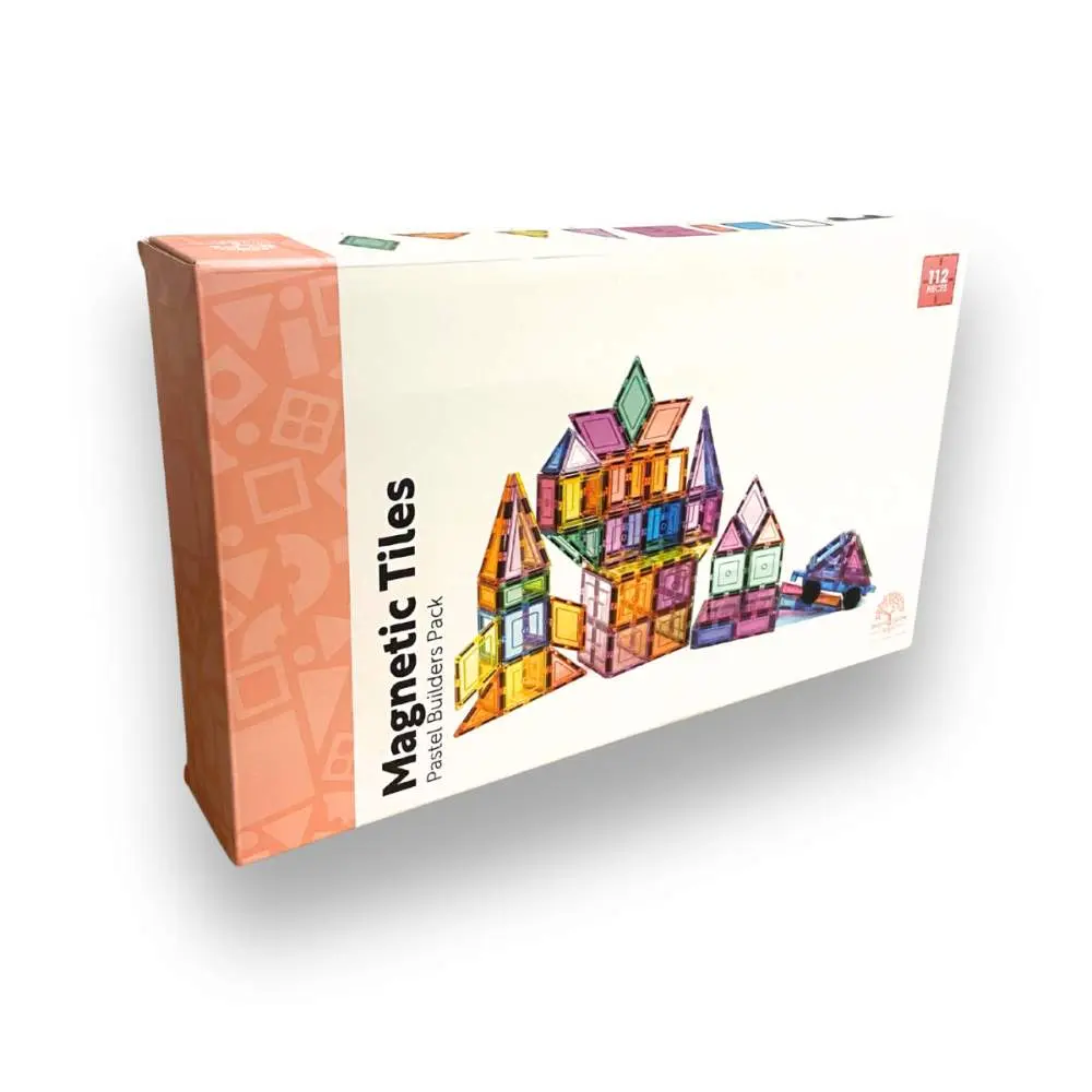 Learn and grow - Magnetická stavebnice Pastel Builders pack 112 ks s podvozkem